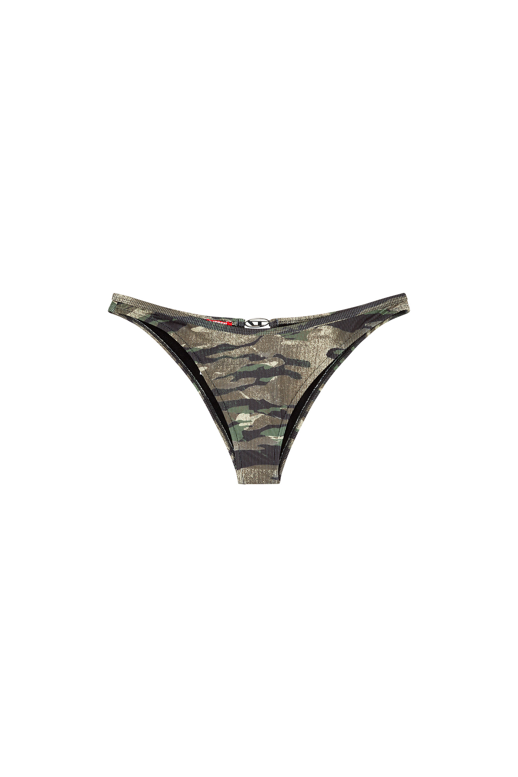 Diesel - BFPN-UT-PANTIES, Slip de baño en canalé con estampado de camuflaje Mujer in Verde - 4