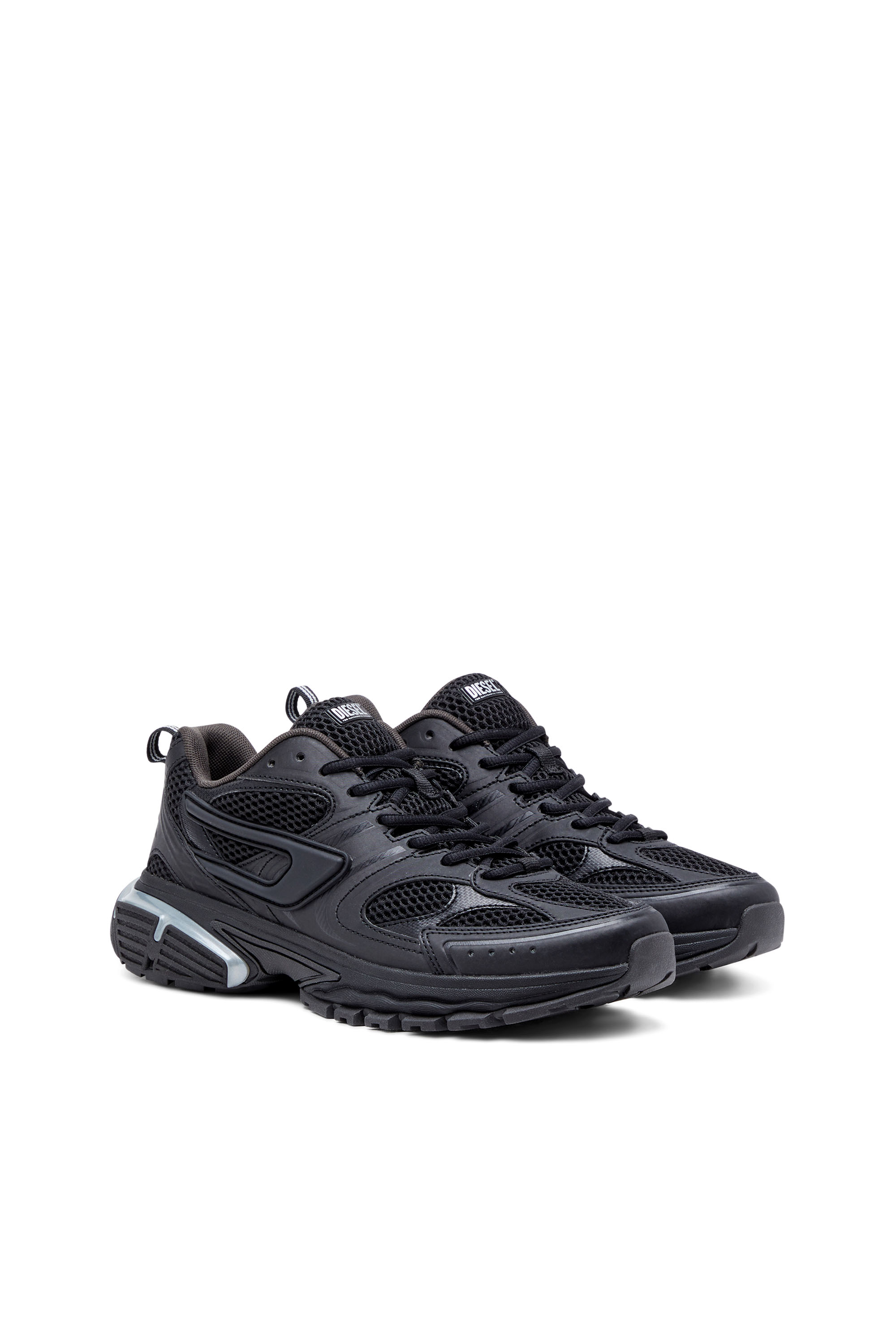 Diesel - S-SERENDIPITY PRO-X1, S-Serendipity Pro-X1 - Deportivas de malla con superposiciones en relieve Hombre in Negro - 3