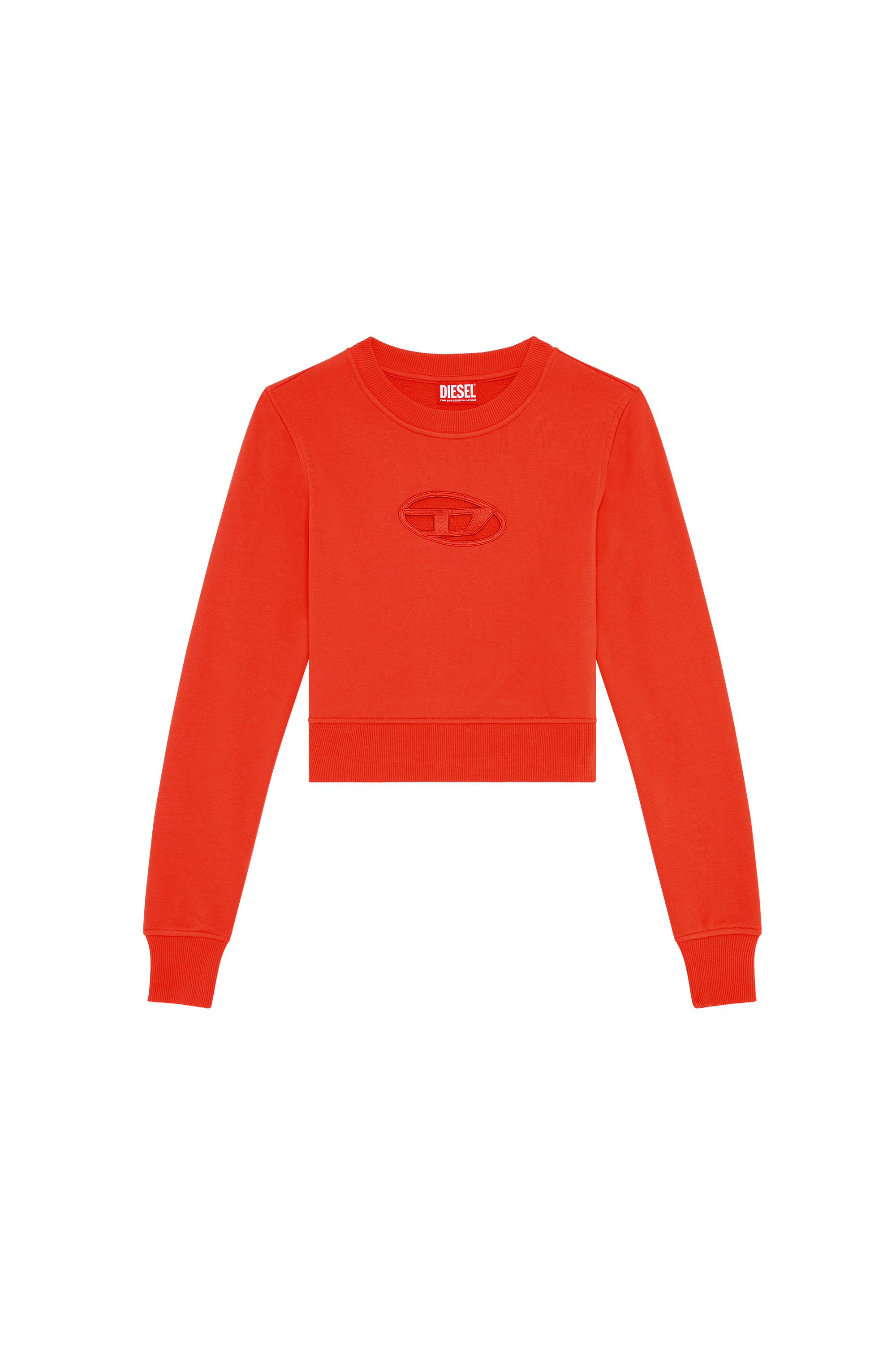 Diesel - F-SLIMMY-OD, Woman's Cropped sweatshirt with cut-out logo in Red - 4