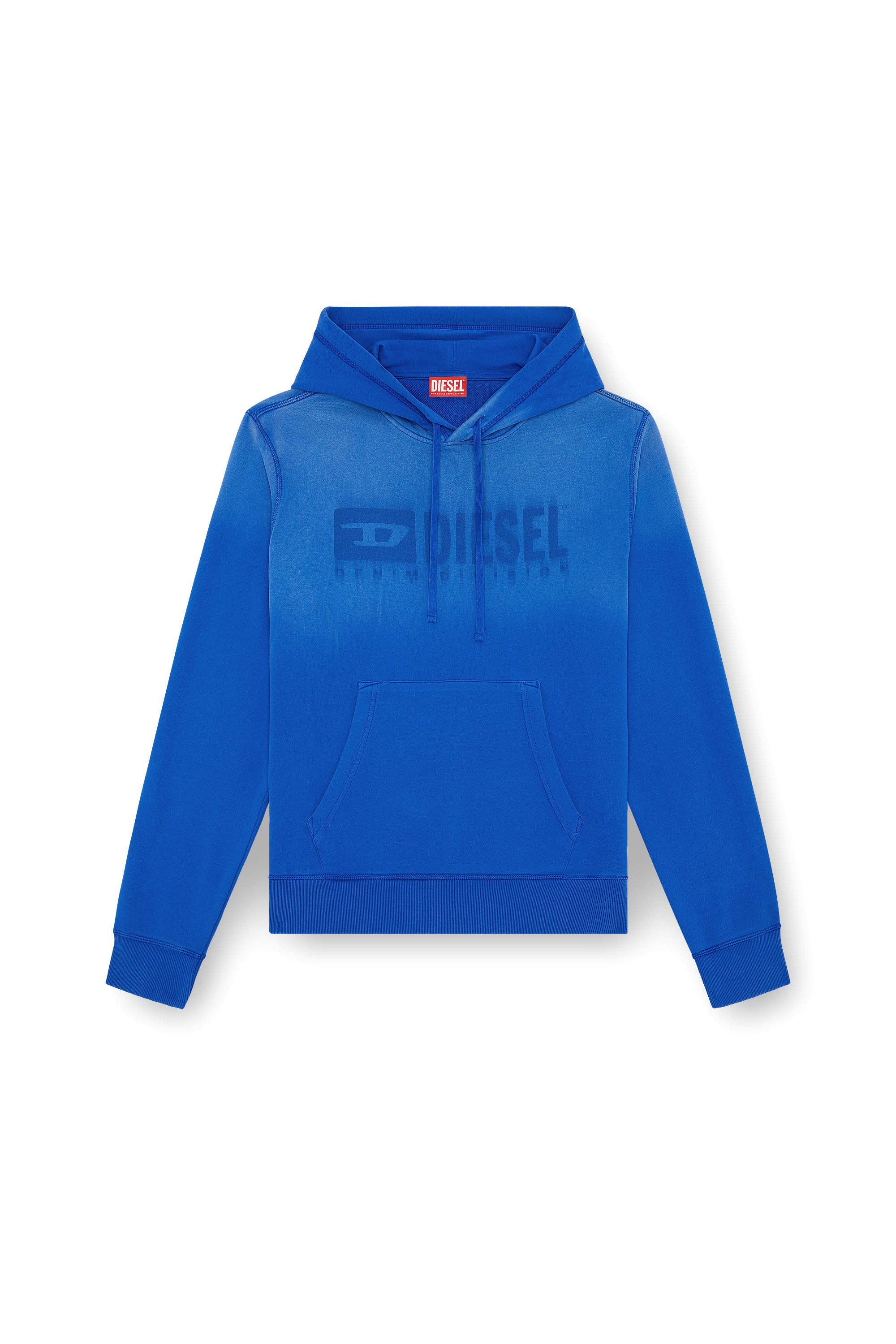 Diesel - S-GINN-HOOD-K44, Man's Faded hoodie with Denim Division logo in Blue - 4