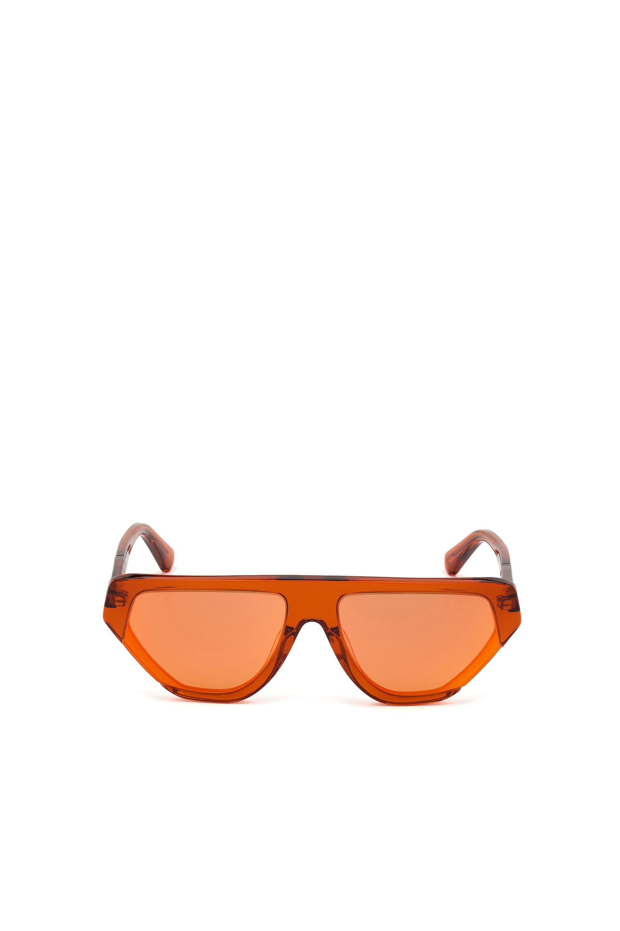 Diesel - DL0322, Unisex's Geometric pilot wrap around frame in acetate with extended lenses in Orange - 1