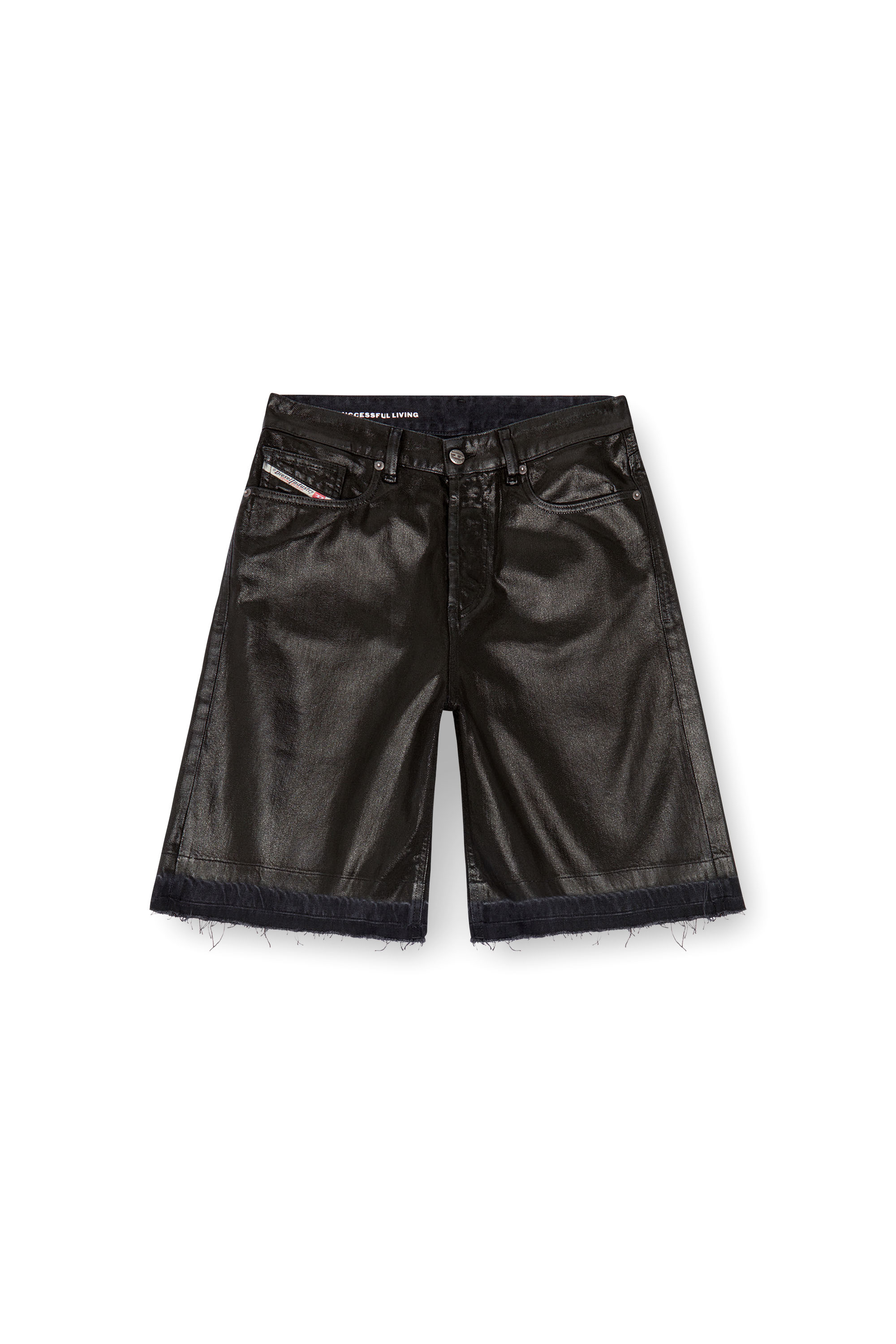 Diesel - DE-SIRE-SHORT, Pantalones cortos en denim de sastrería recubierto Mujer in Negro - 4