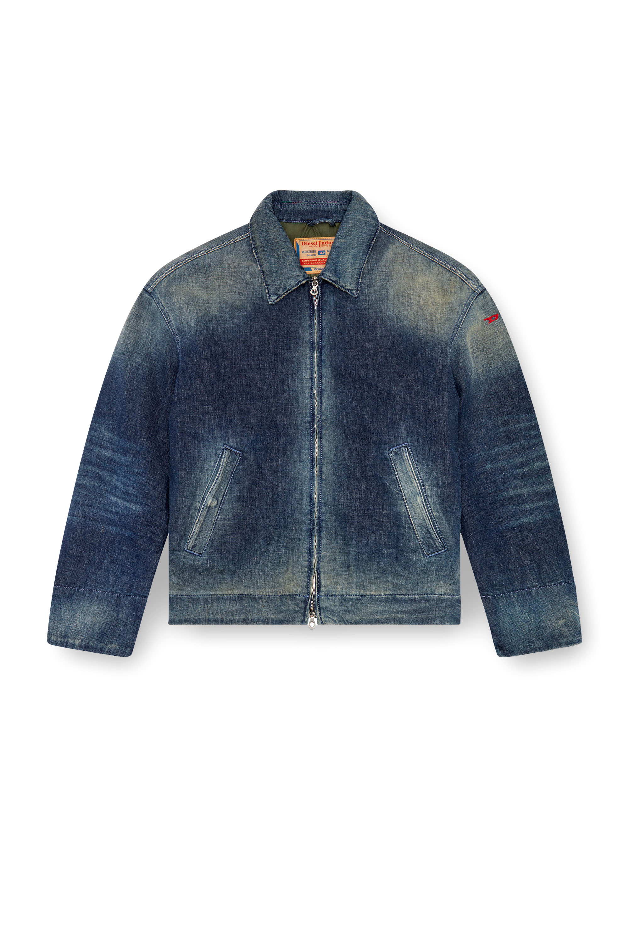 Diesel - D-STACK, Chaqueta acolchada en denim de estilo utility Hombre in Azul marino - 5