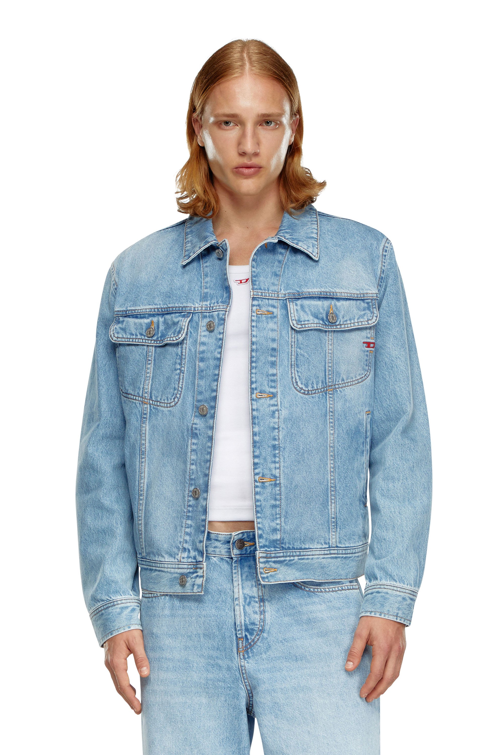 Diesel - D-BARCY, Chaqueta trucker de fit regular Hombre in Azul marino - 1