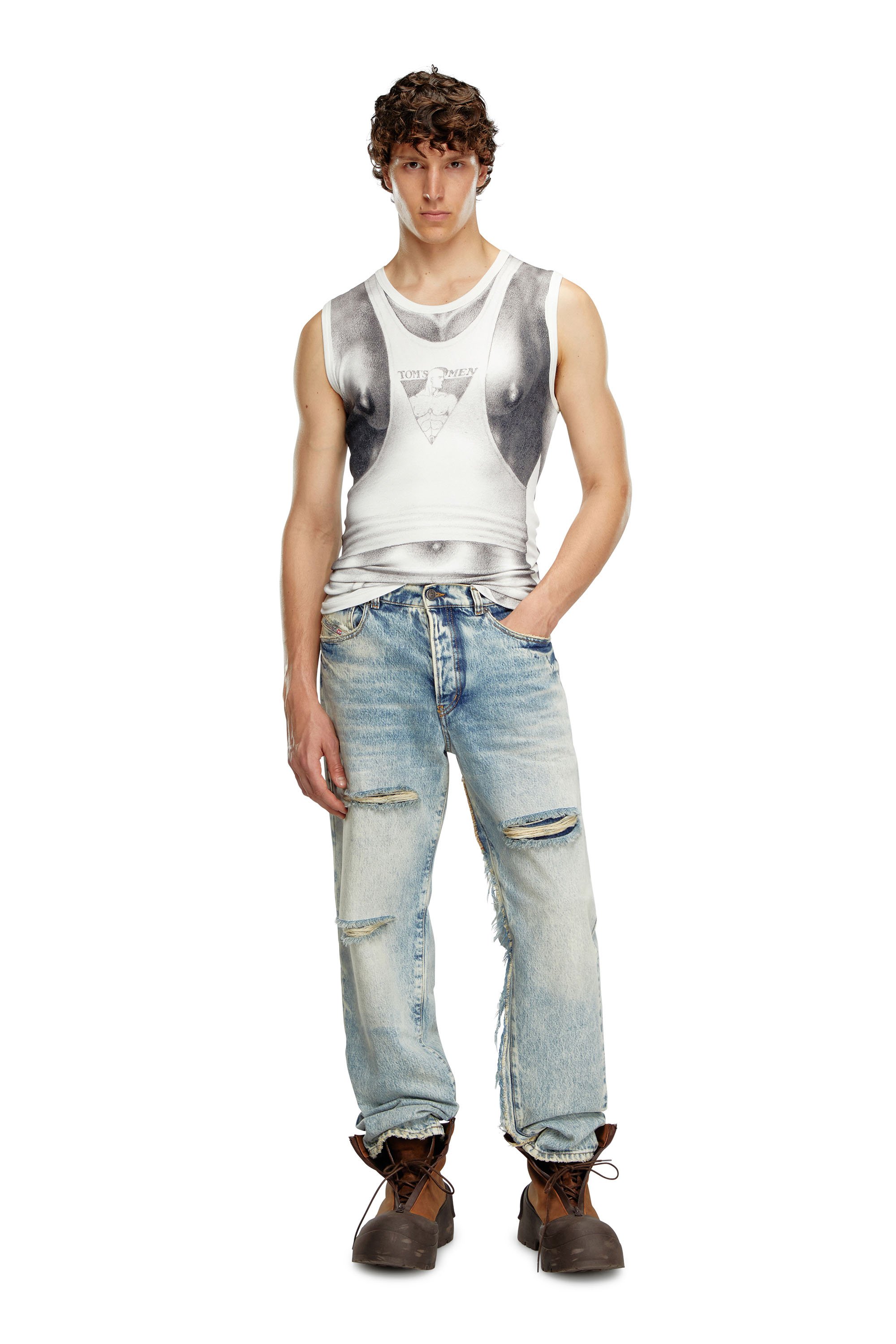 Diesel - PR-T-LIFTY-TOF, Camiseta con tirantes y estampado all-over Unisex in Blanco - 5