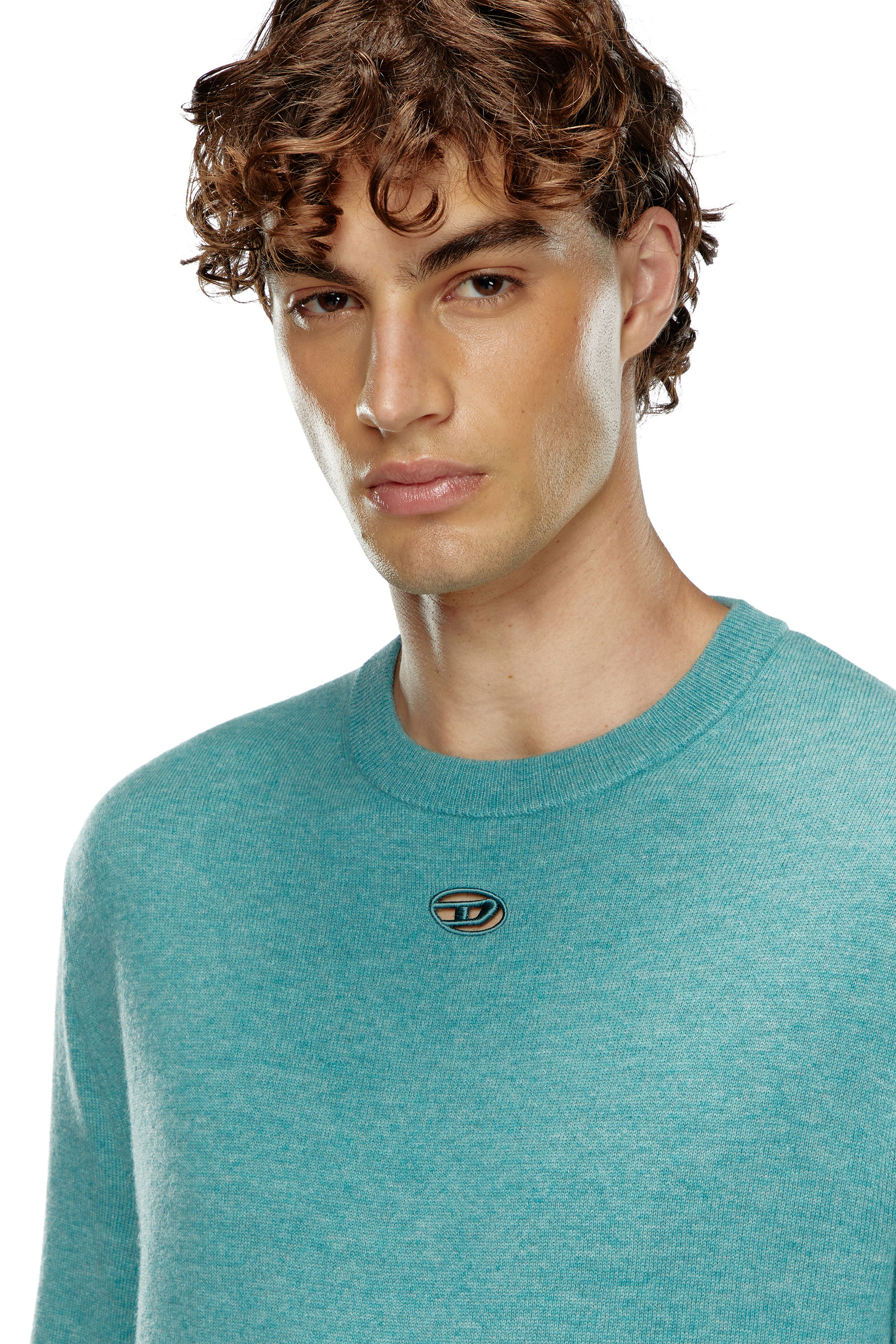 Diesel - K-VIERI, Man's Wool and cashmere jumper in Azure - 3