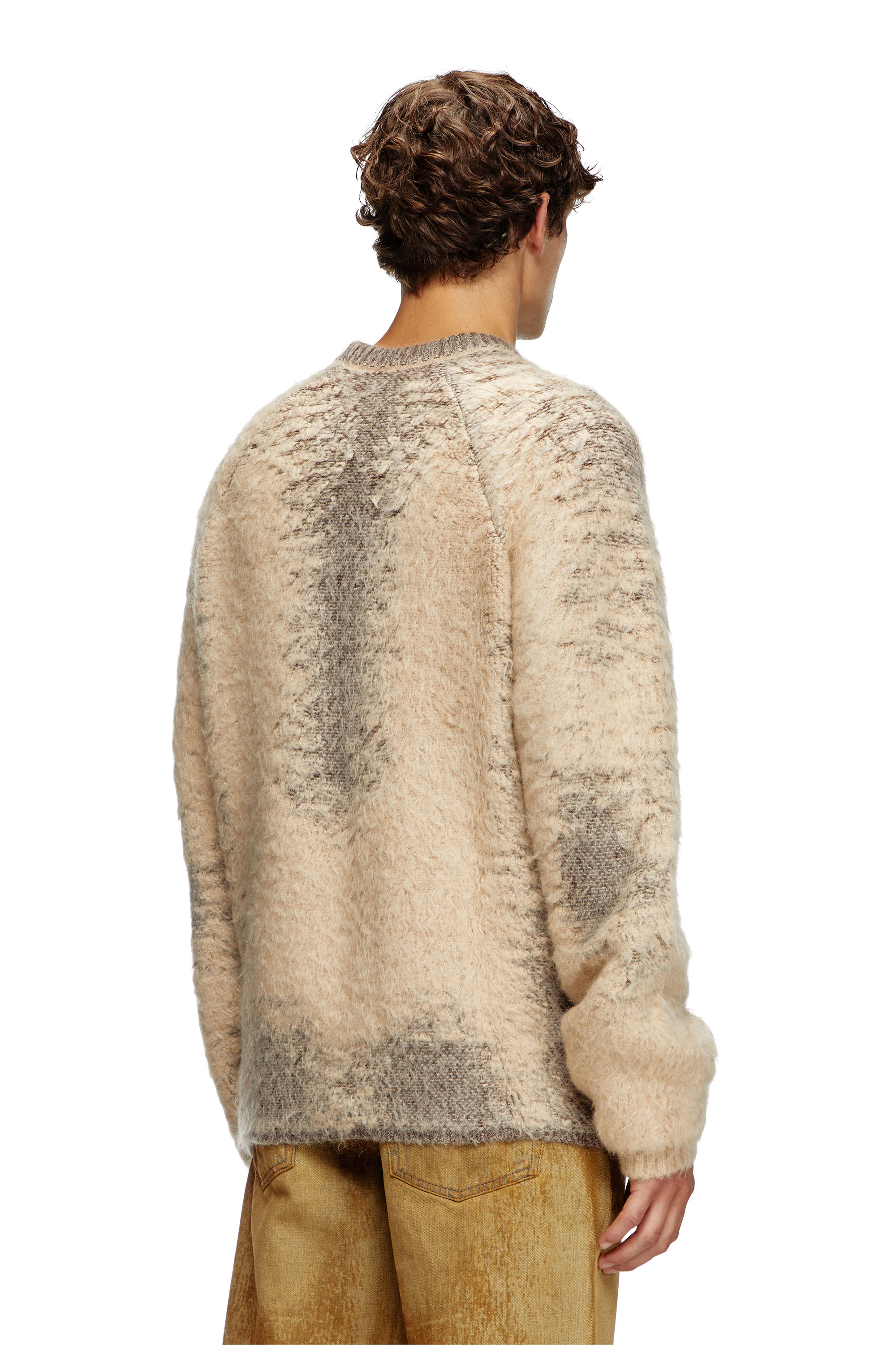 Diesel - K-PENNAC, Man's Mohair-blend jumper with sweat effects in Beige - 2