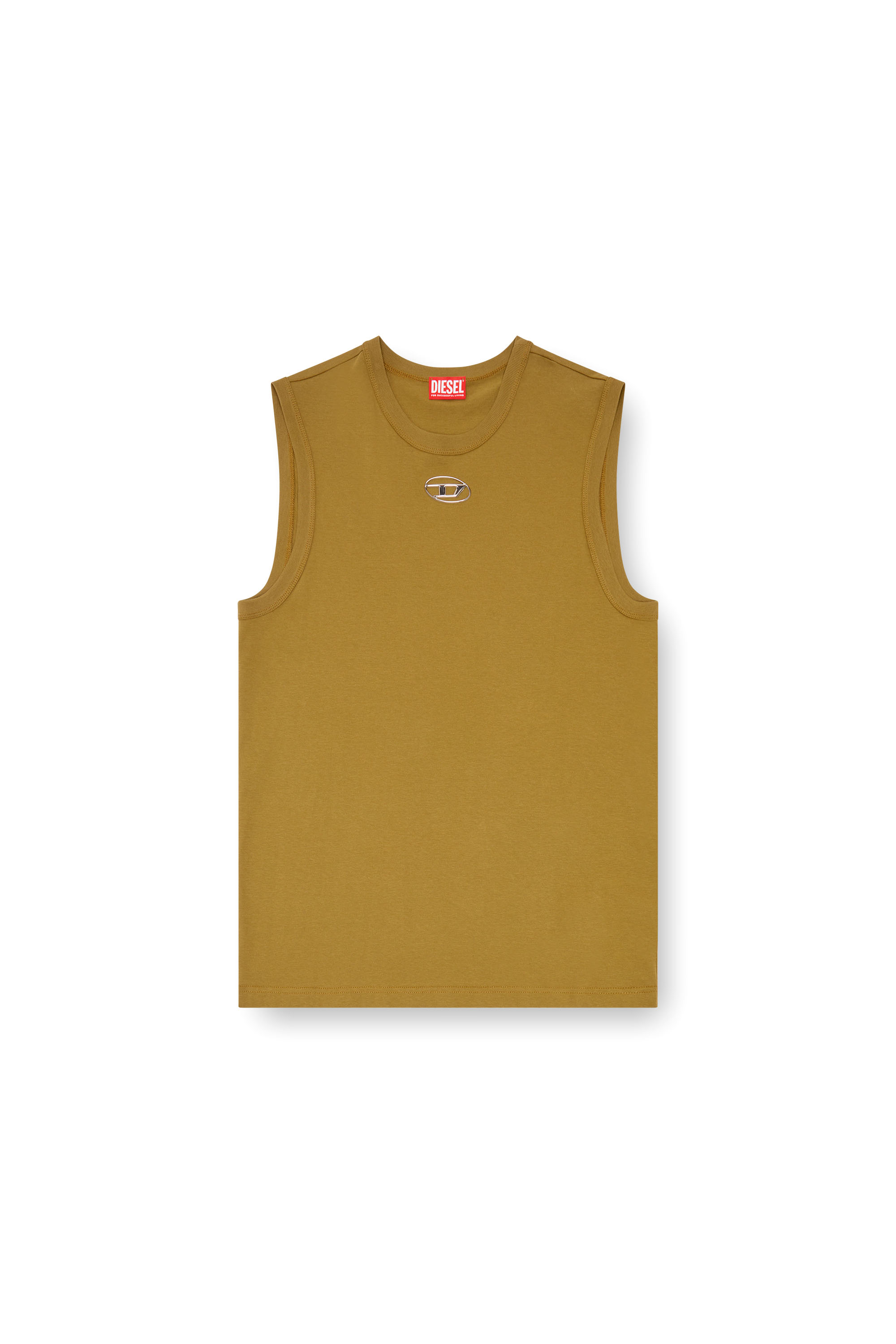 Diesel - T-BISCO-OD, Man's Tank top with injection-moulded Oval D in Light Brown - 4