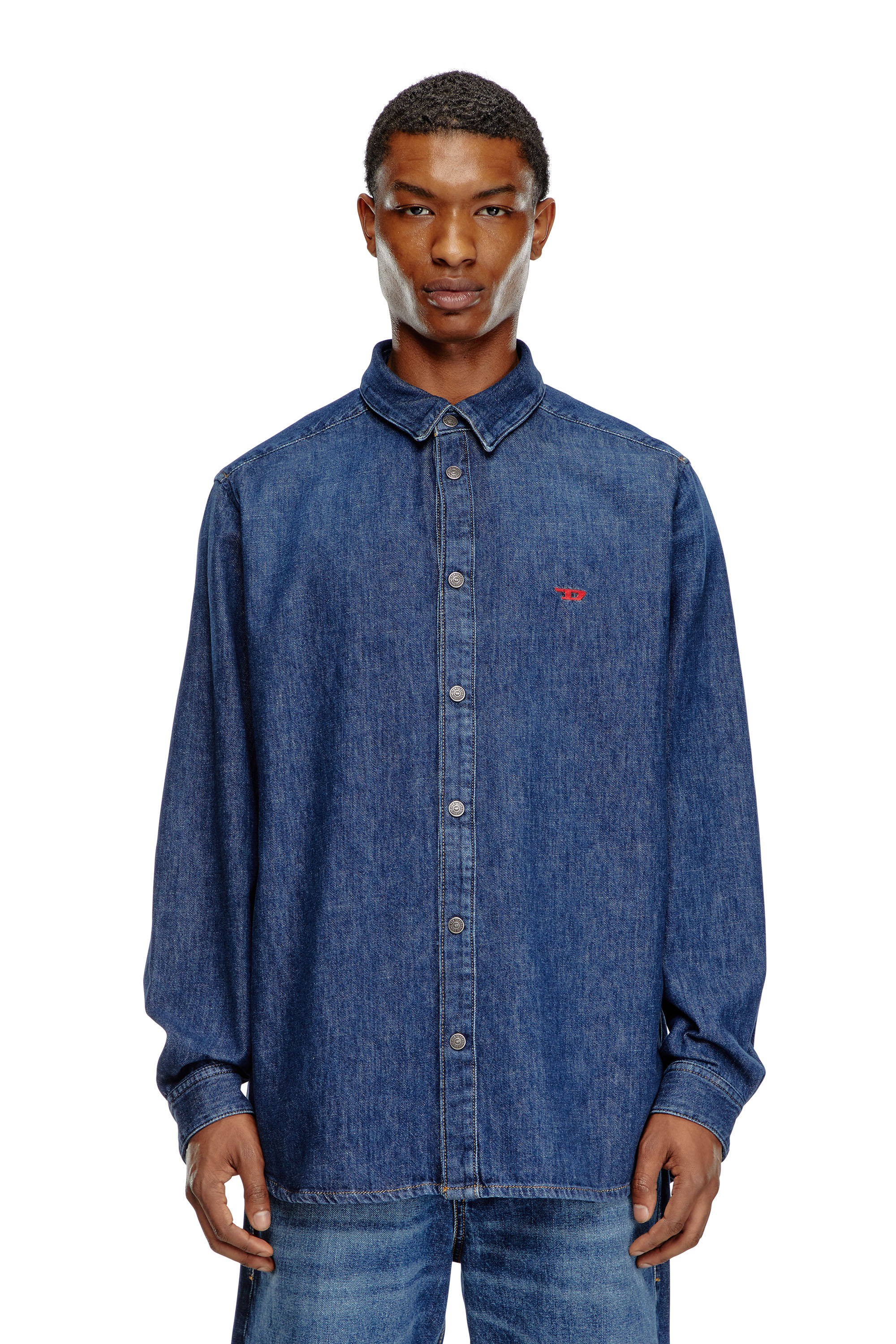 Diesel - D-SIMPLY, Man's Shirt in denim in Dark Blue - 4