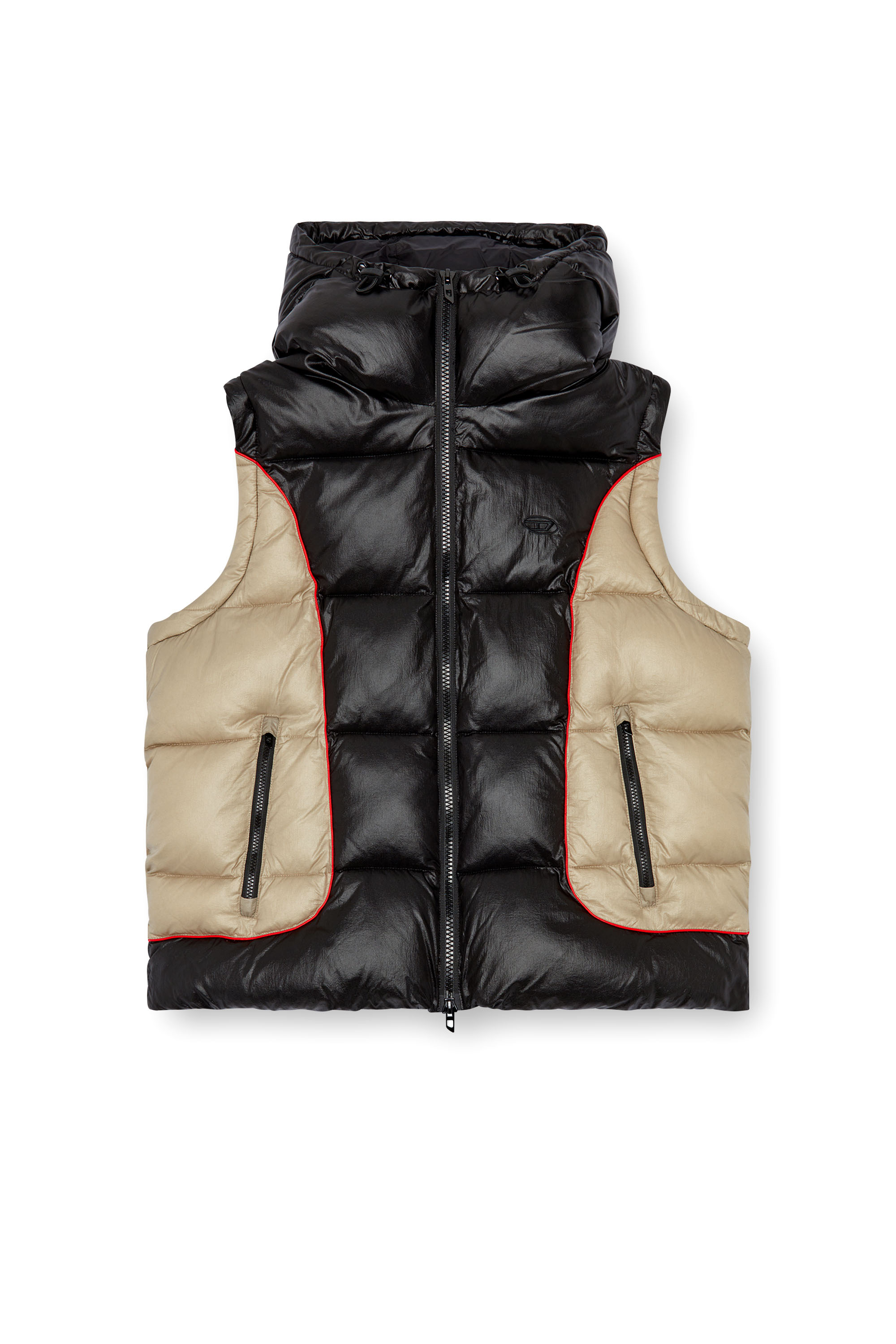 Diesel - W-OSTEND-SL, Chaleco puffer con capucha de ripstop brillante Hombre in Multicolor - 5