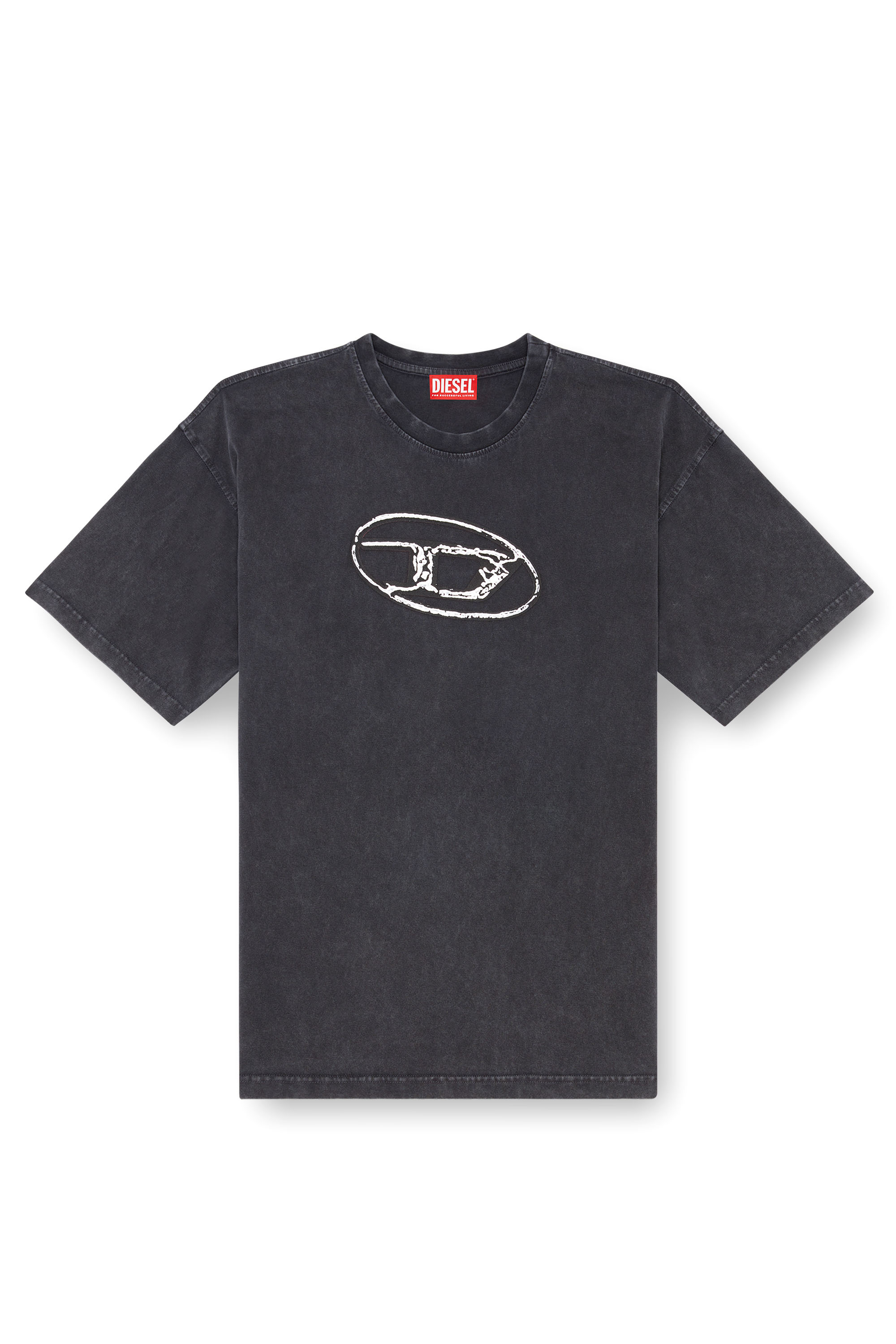 Diesel - T-BOXT-Q22, Man's Faded T-shirt with Oval D print in Black - 4