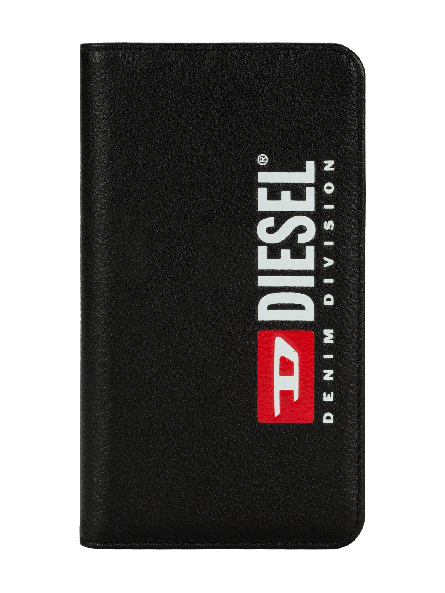 Diesel - DIESEL 2-IN-1 FOLIO CASE FOR IPHONE XS & IPHONE X, Unisex's Black leather printed and debossed logo case, iPhone XS & X in Black - 1