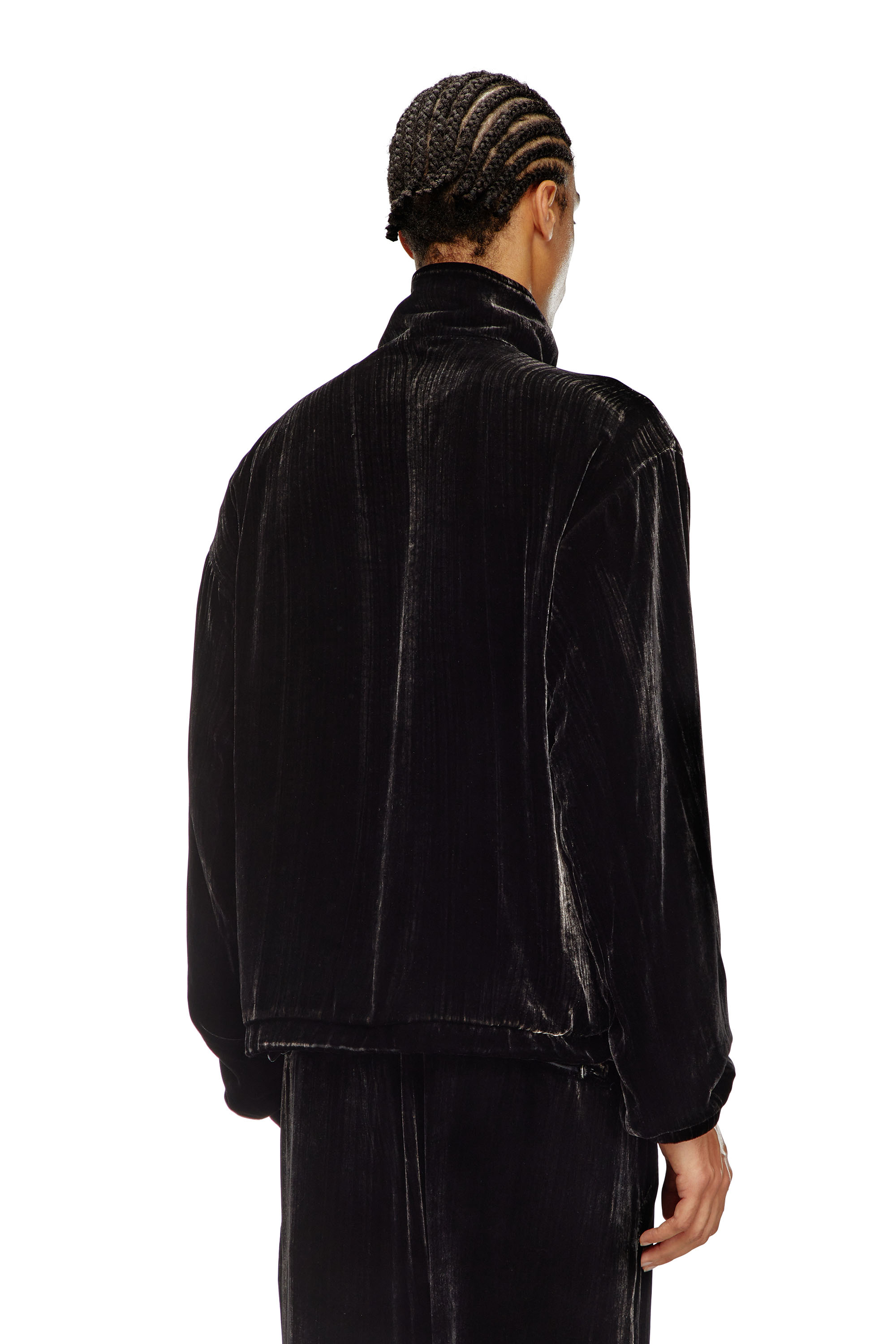 Diesel - J-SALFORD, Man's Treated silk-blend velvet jacket in Black - 4