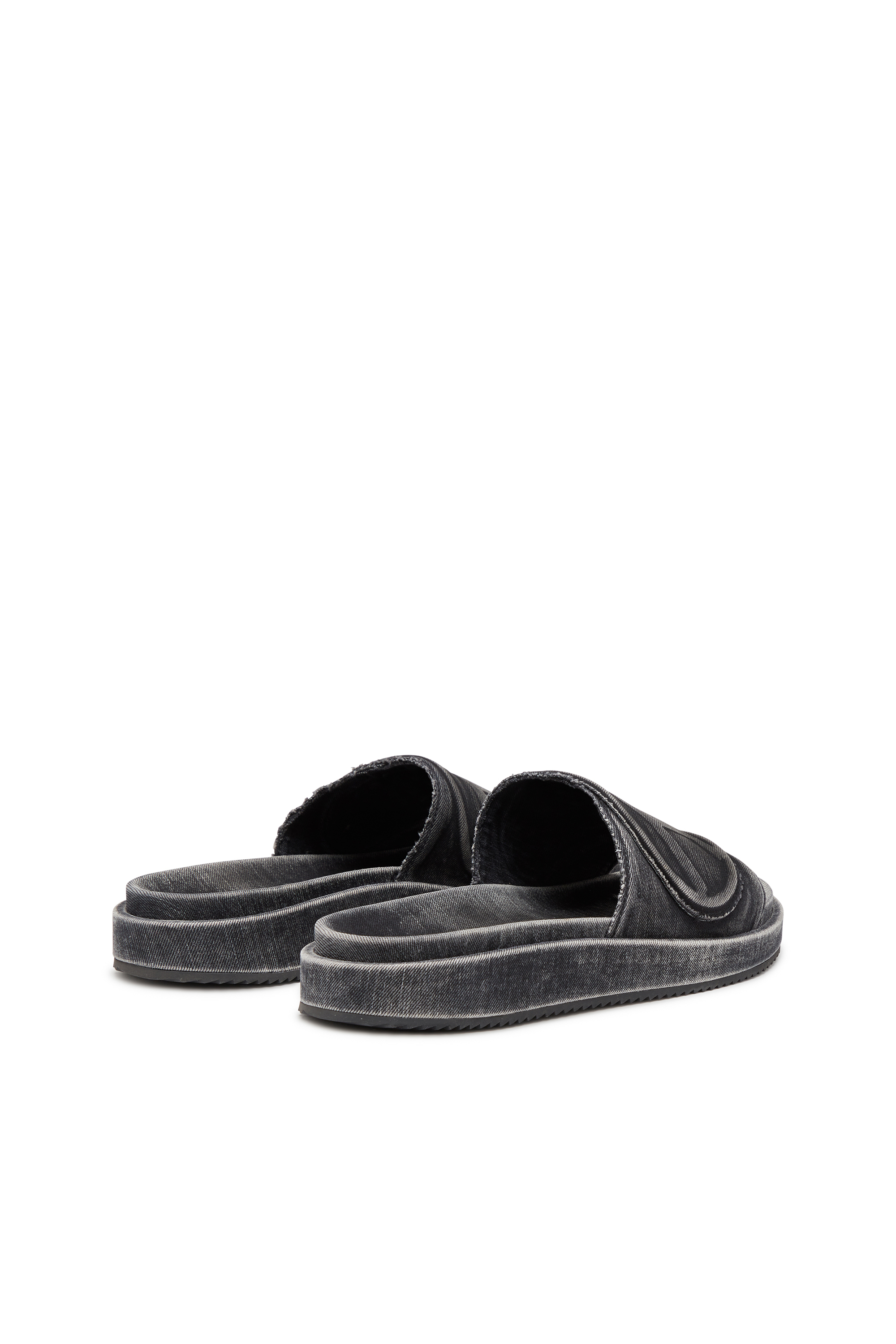 Diesel - SA-SLIDE D OVAL, Sa-Slide D-Chanclas de denim con correa en relieve Unisex in Negro - 3