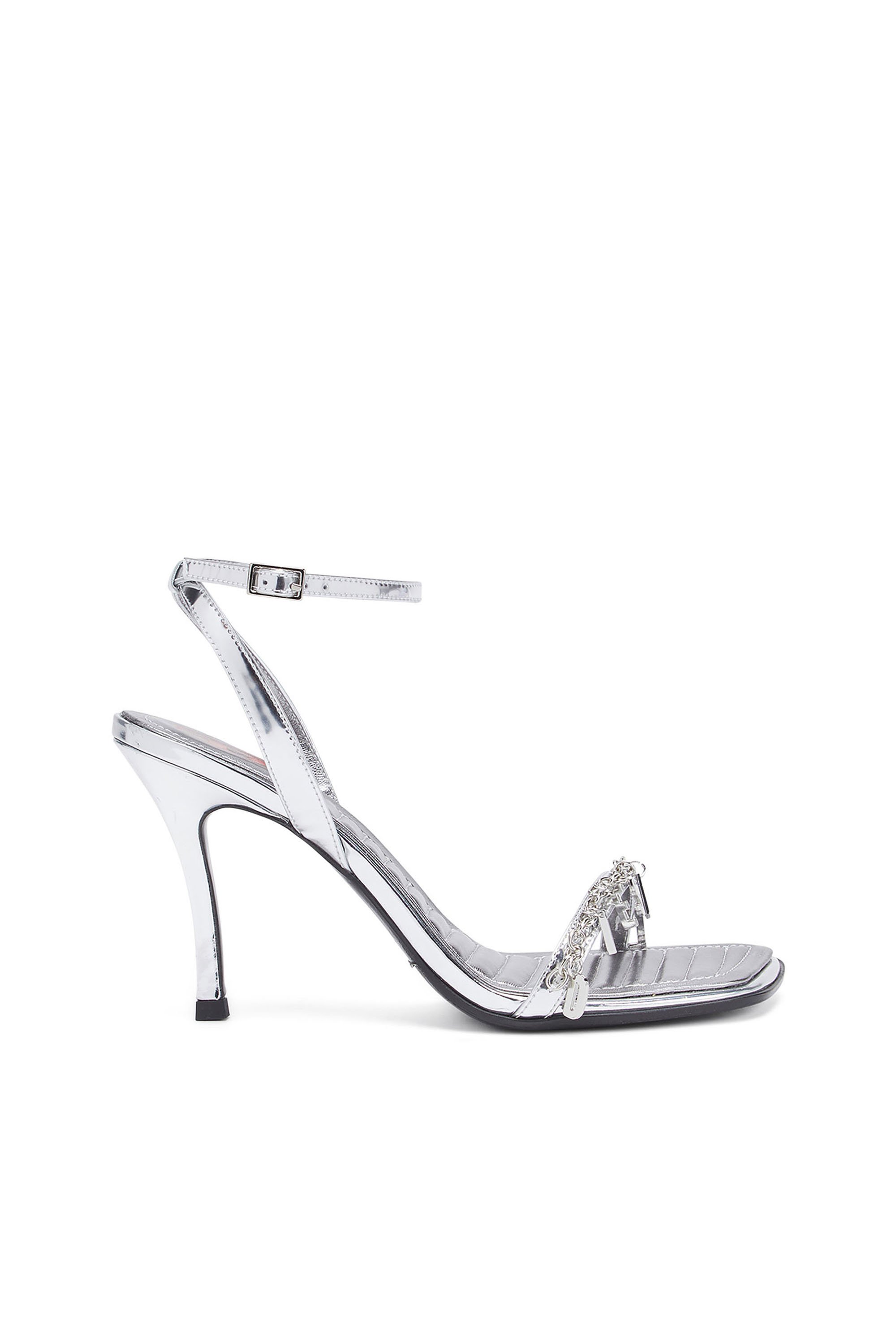 Diesel - D-VINA SDL, Woman's D-Vina-Strappy sandals in metallic leather in Silver - 1