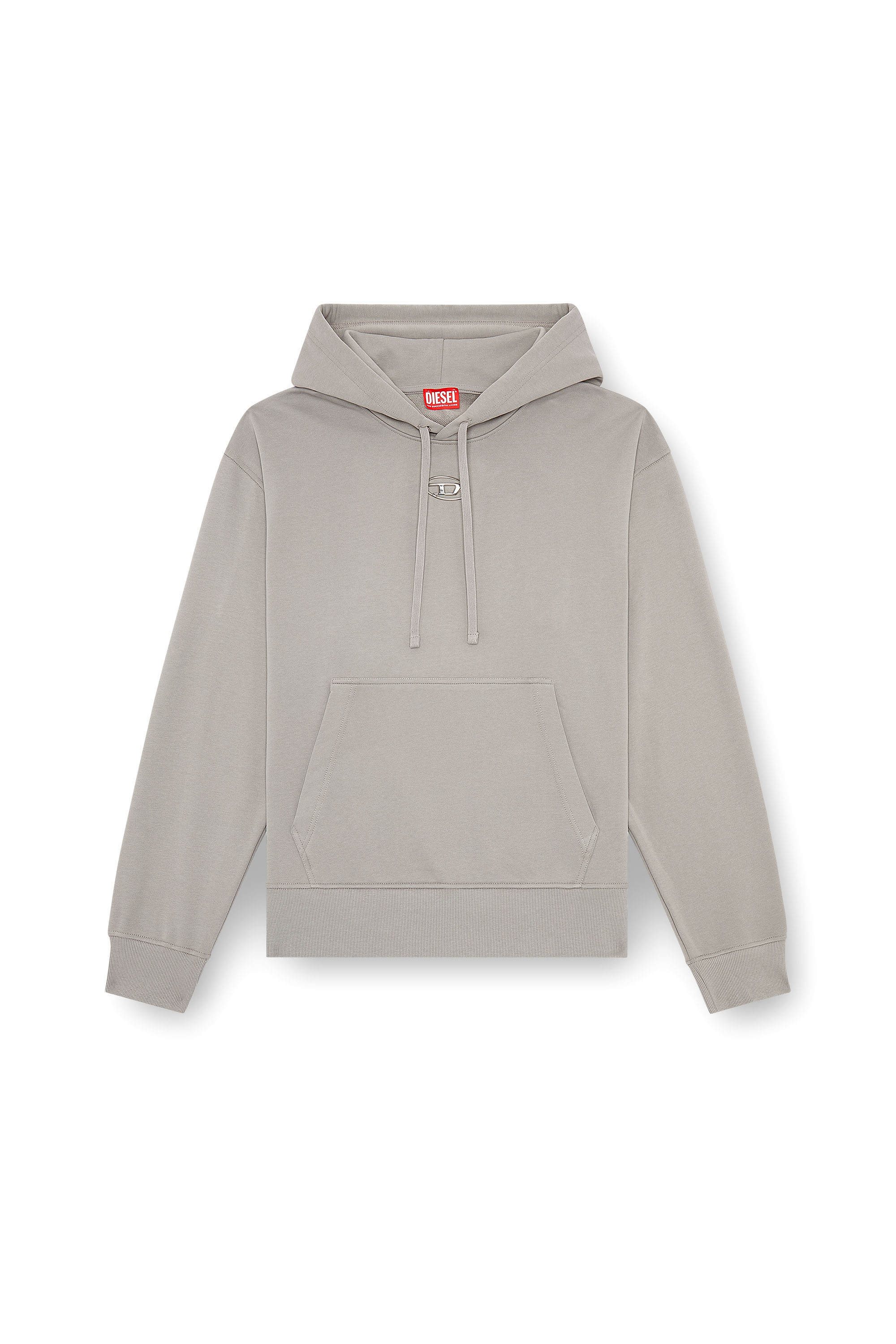 Diesel - S-MACS-HOOD-OD, Sudadera con capucha extragrande con logotipo metálico Hombre in Gris - 4