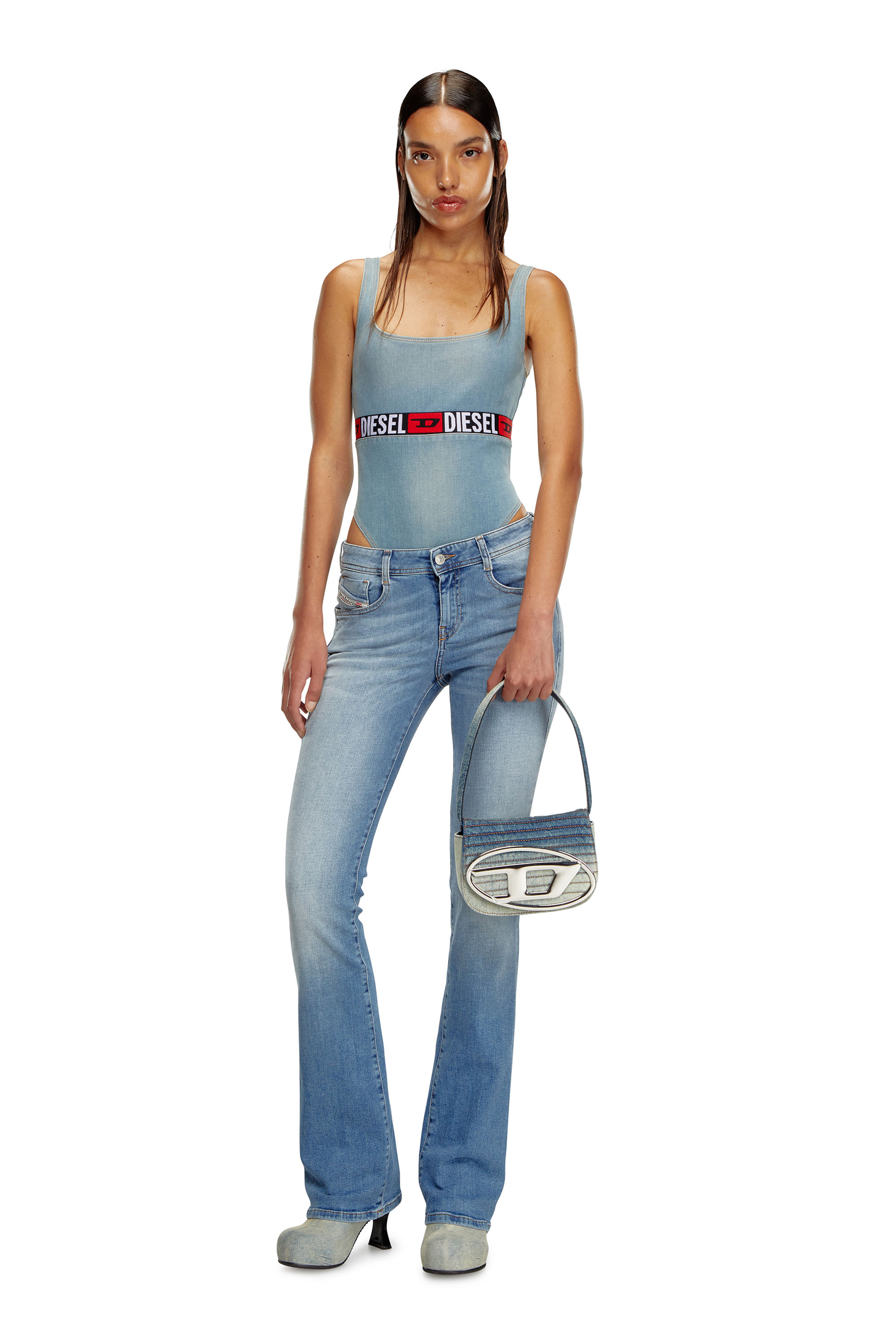 Diesel - 1DR, Woman's 1DR - Iconic shoulder bag in solarised denim in Blue/White - 6