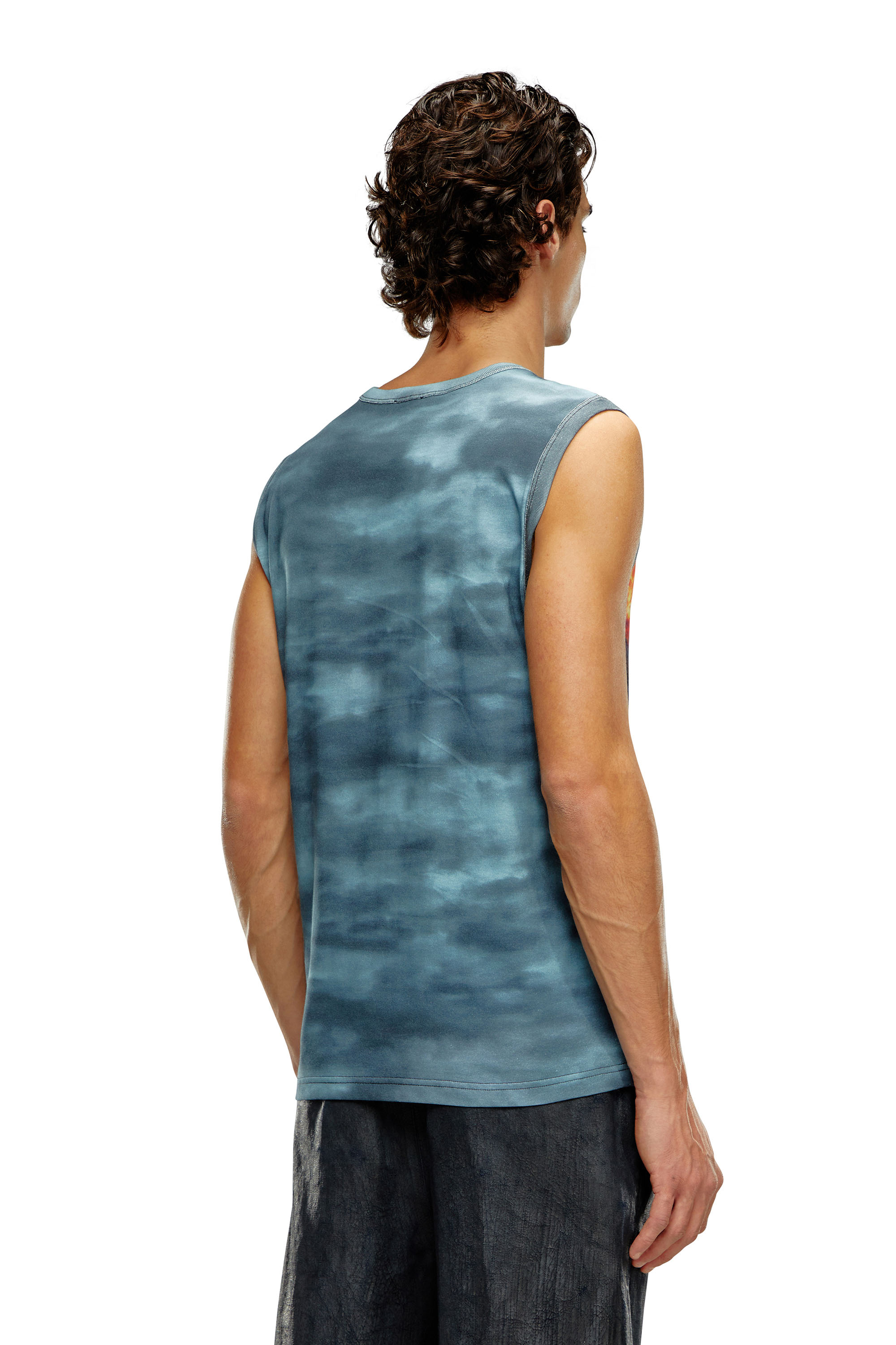 Diesel - T-BISCOUP, Man's Tank top with burning Oval D poster in Dark Blue - 2