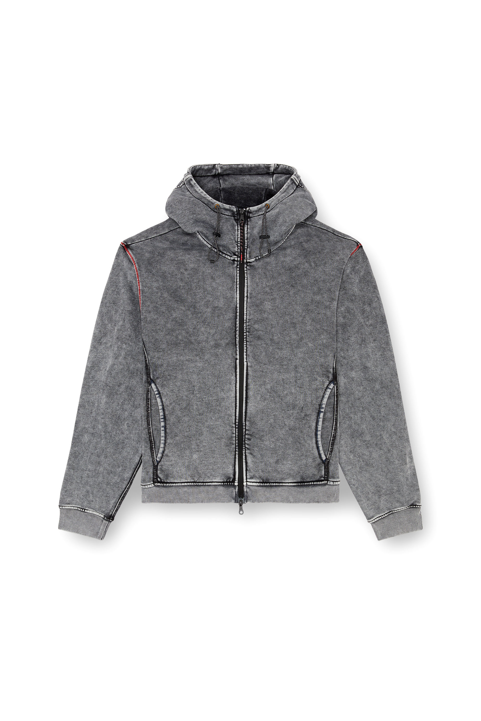 Diesel - AMST-TRANE-HT48, Man's Faded hoodie with zip back in Grey - 5