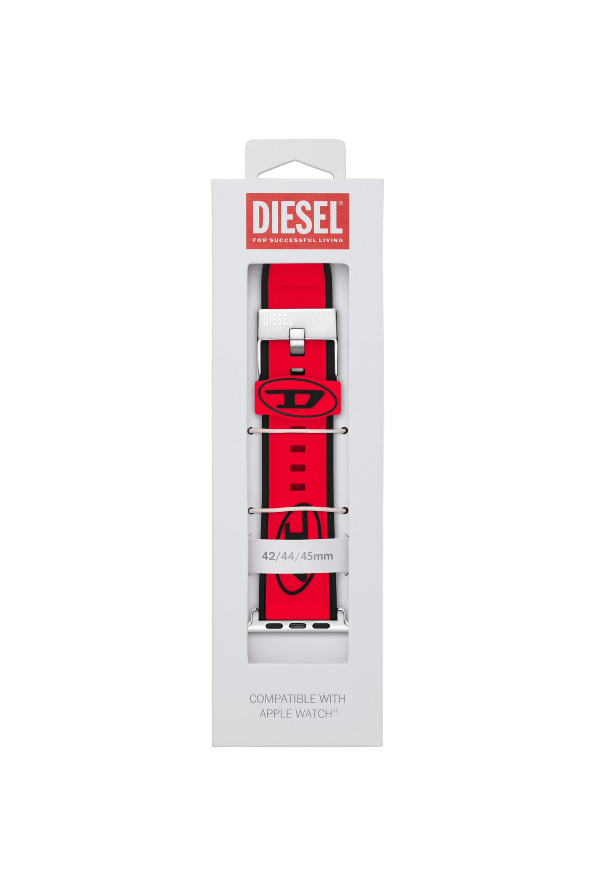 Diesel - DSS010, Correa de silicona por Apple Watch®, 42mm, 44mm, y 45mm. Unisex in Rojo - 2