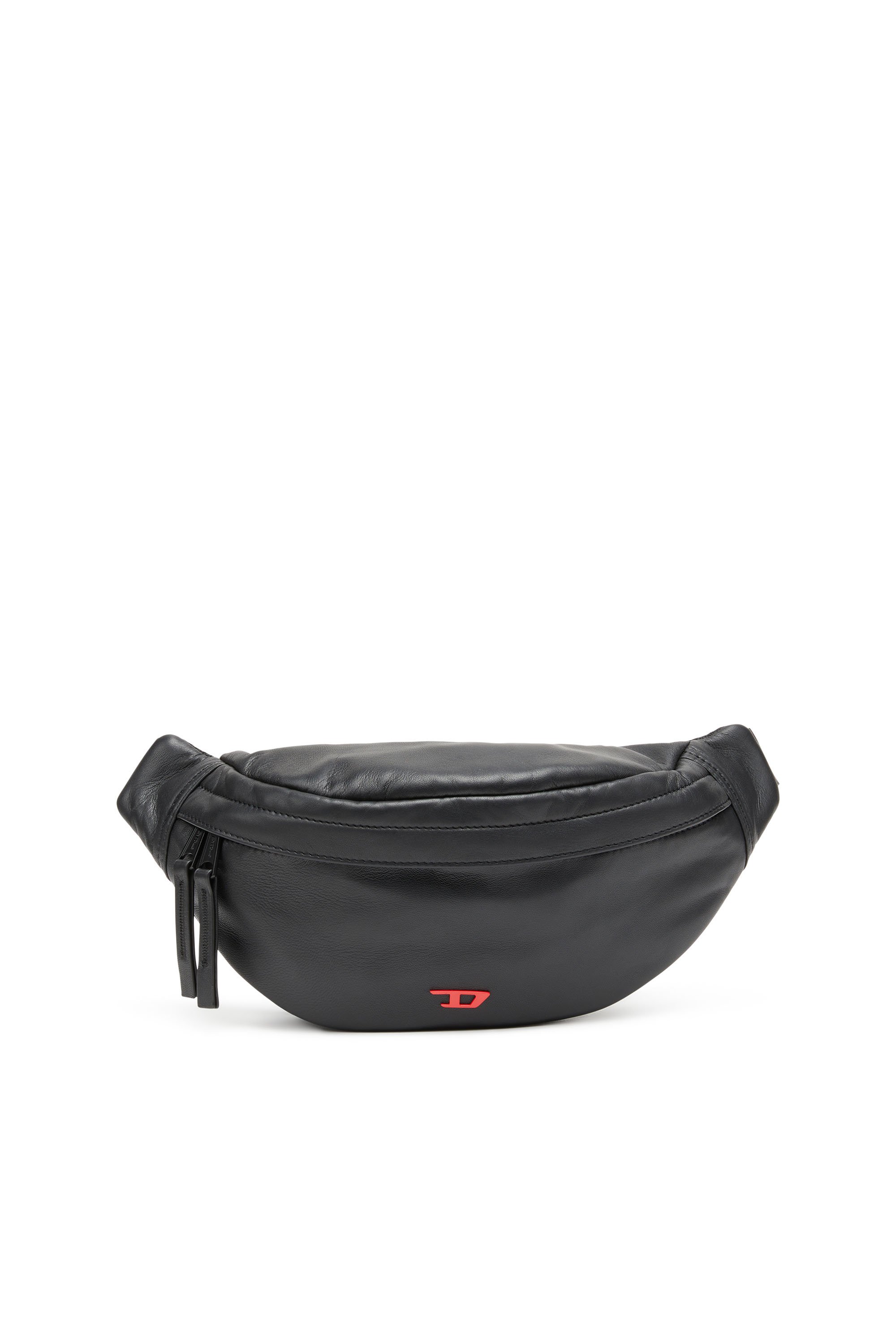 Diesel - RAVE BELTBAG, Man's Rave-Leather belt bag with metal D in Black - 1