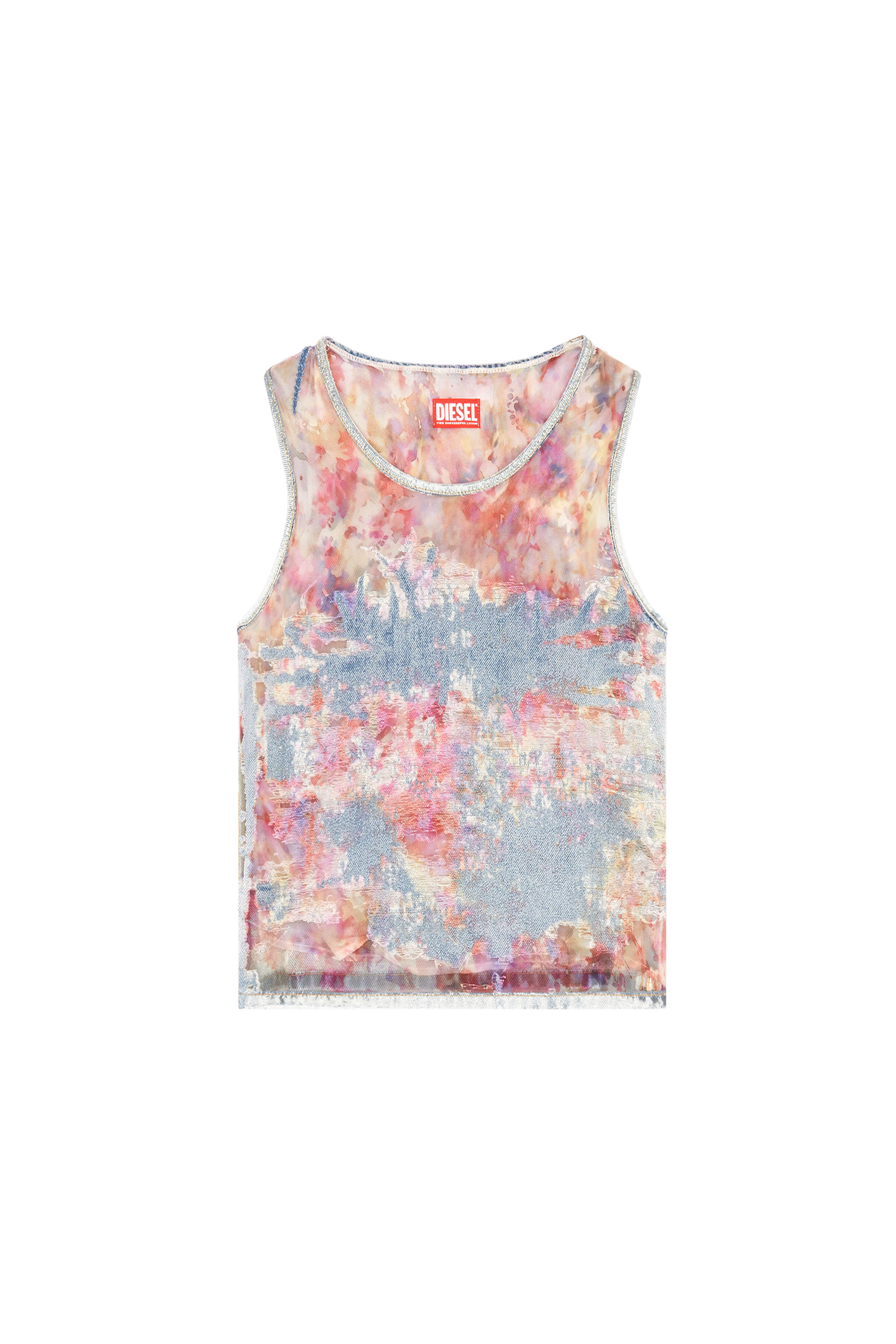 Diesel - DE-CIRI-FSE, Woman's Tank top in flower devoré denim in Blue - 5