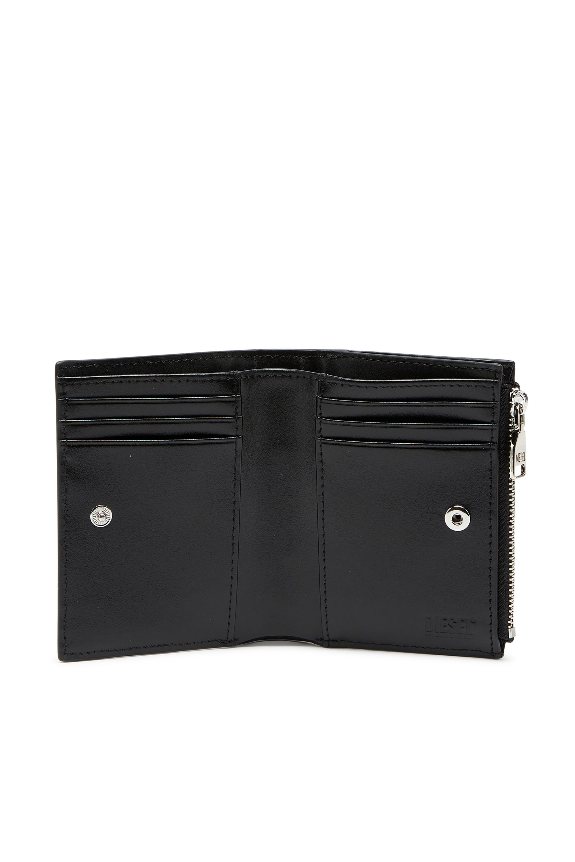 Diesel - PLAY BI-FOLD ZIP II, Cartera pequeña de cuero brillante Mujer in Negro - 3