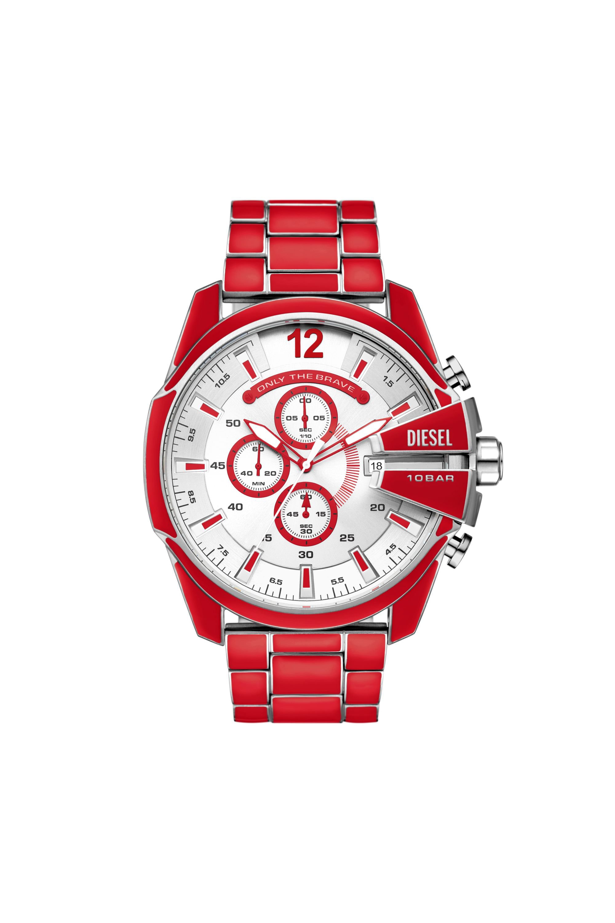 Diesel - DZ4638, Man's Mega Chief red enamel and stainless steel watch in Red - 1