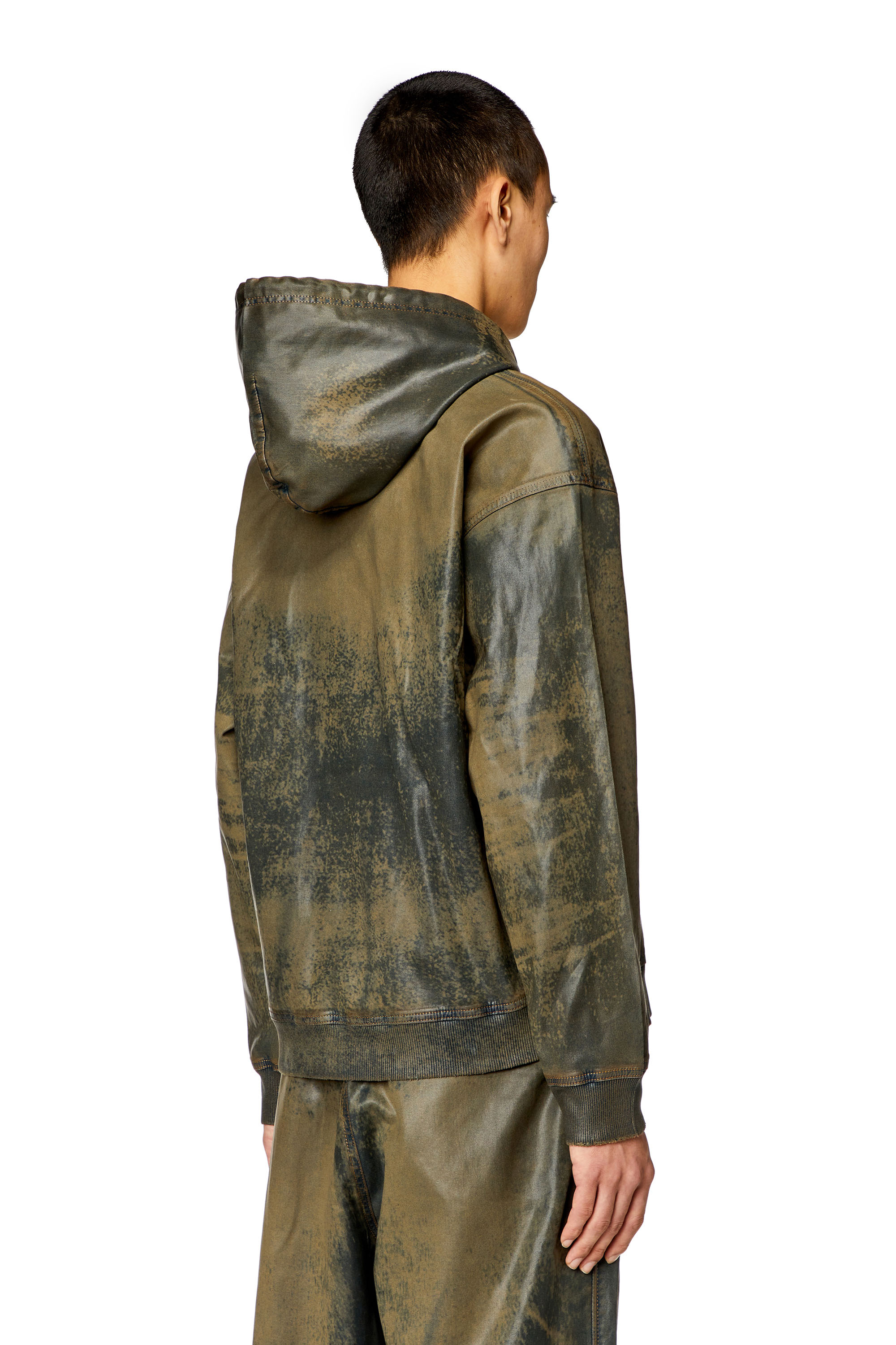 Diesel - CL-D-GIR-S TRACK, Unisex's Zip hoodie in laser-print Track Denim in Brown - 3