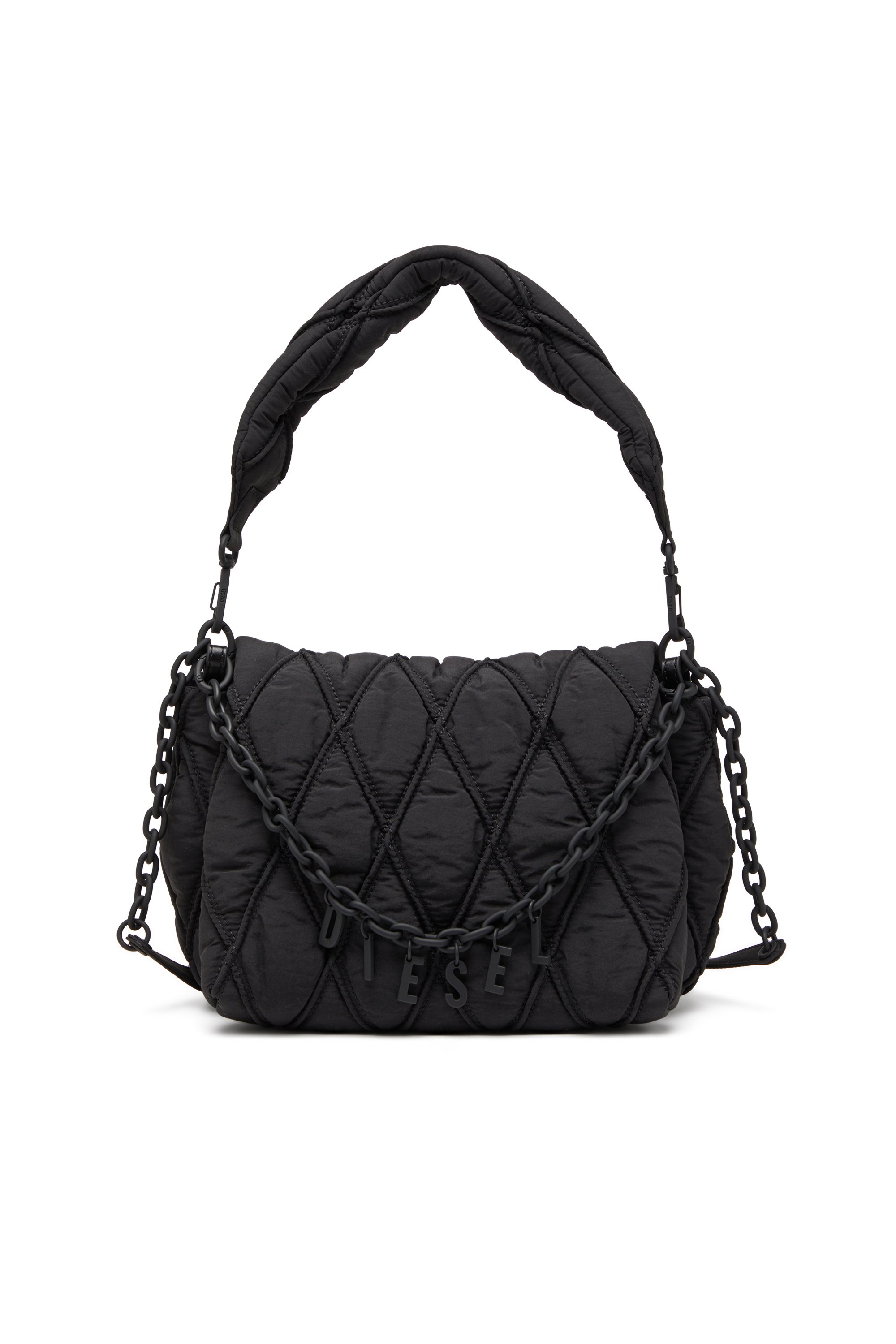 Diesel - CHARM-D SHOULDER M, Charm-D M-Bolso de hombro de nailon acolchado Mujer in Negro - 2