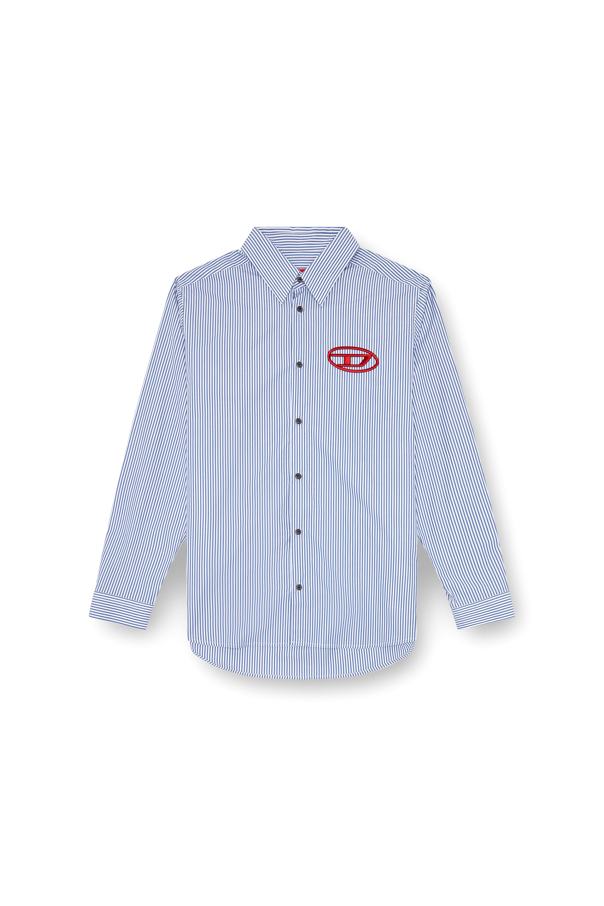 Diesel - S-SIMPLY-E, Man's Striped shirt with Oval D embroidery in Blue - 4