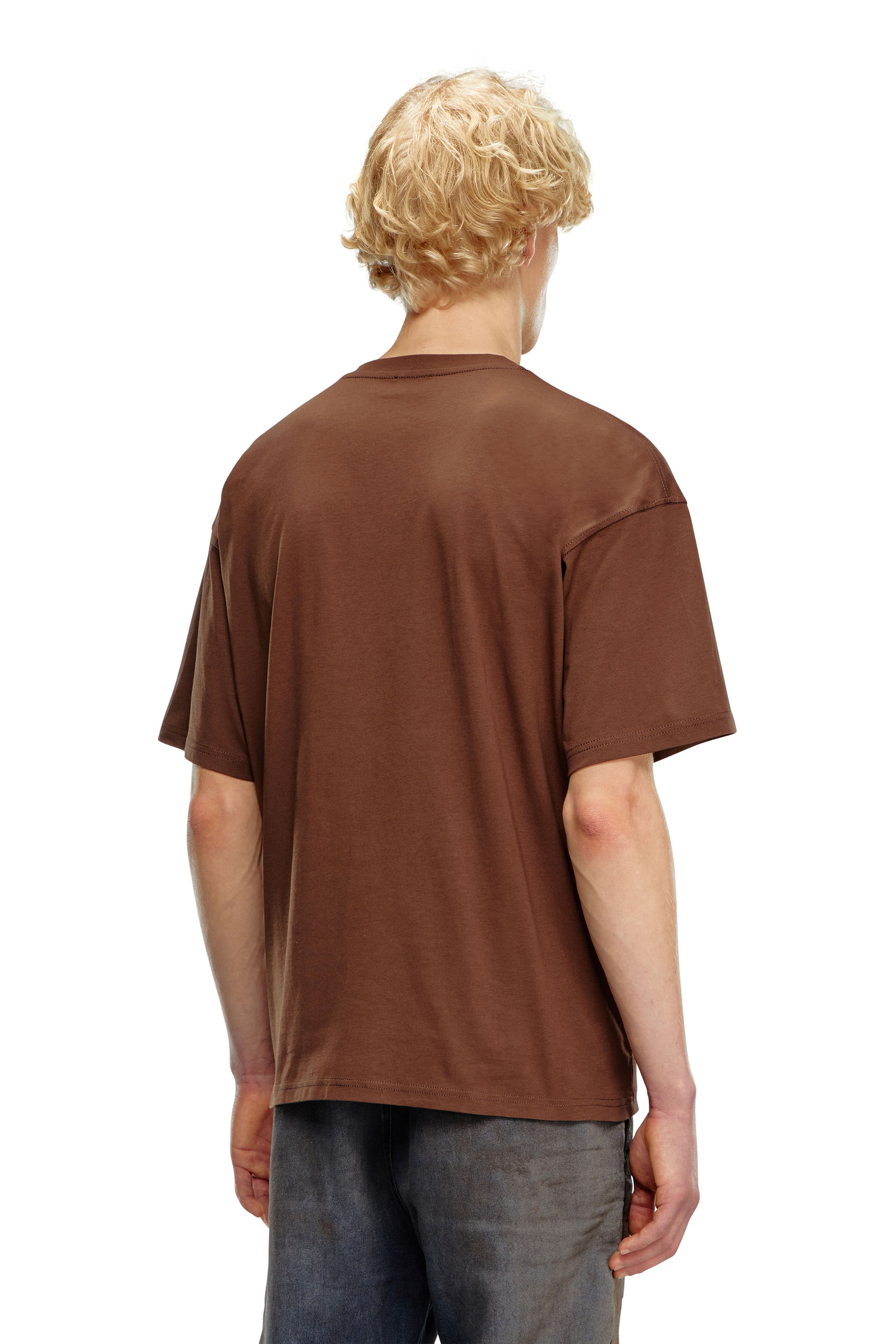 Diesel - T-BOXT-D, Unisex's T-shirt with embroidered D patch in Brown - 2