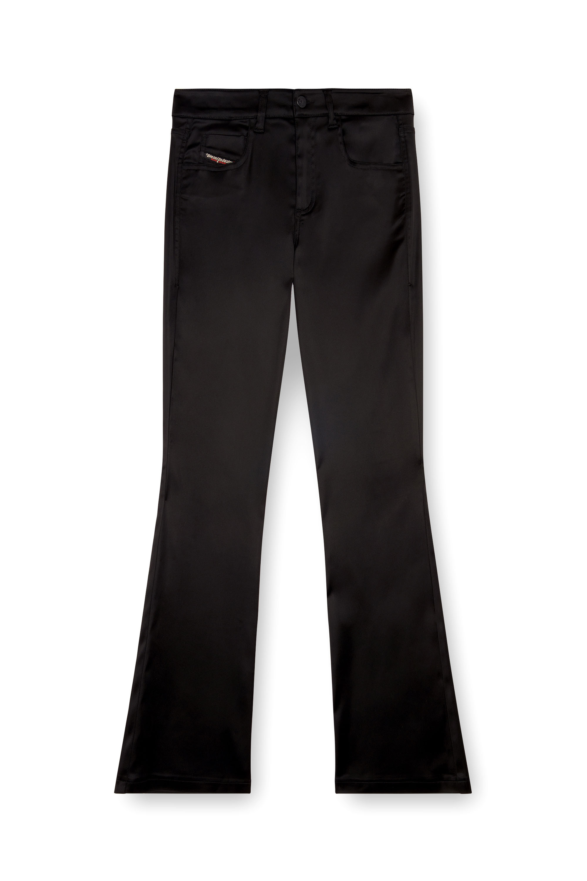 Diesel - P-EBBEY, Woman's 5-pocket pants in stretch satin in Black - 4