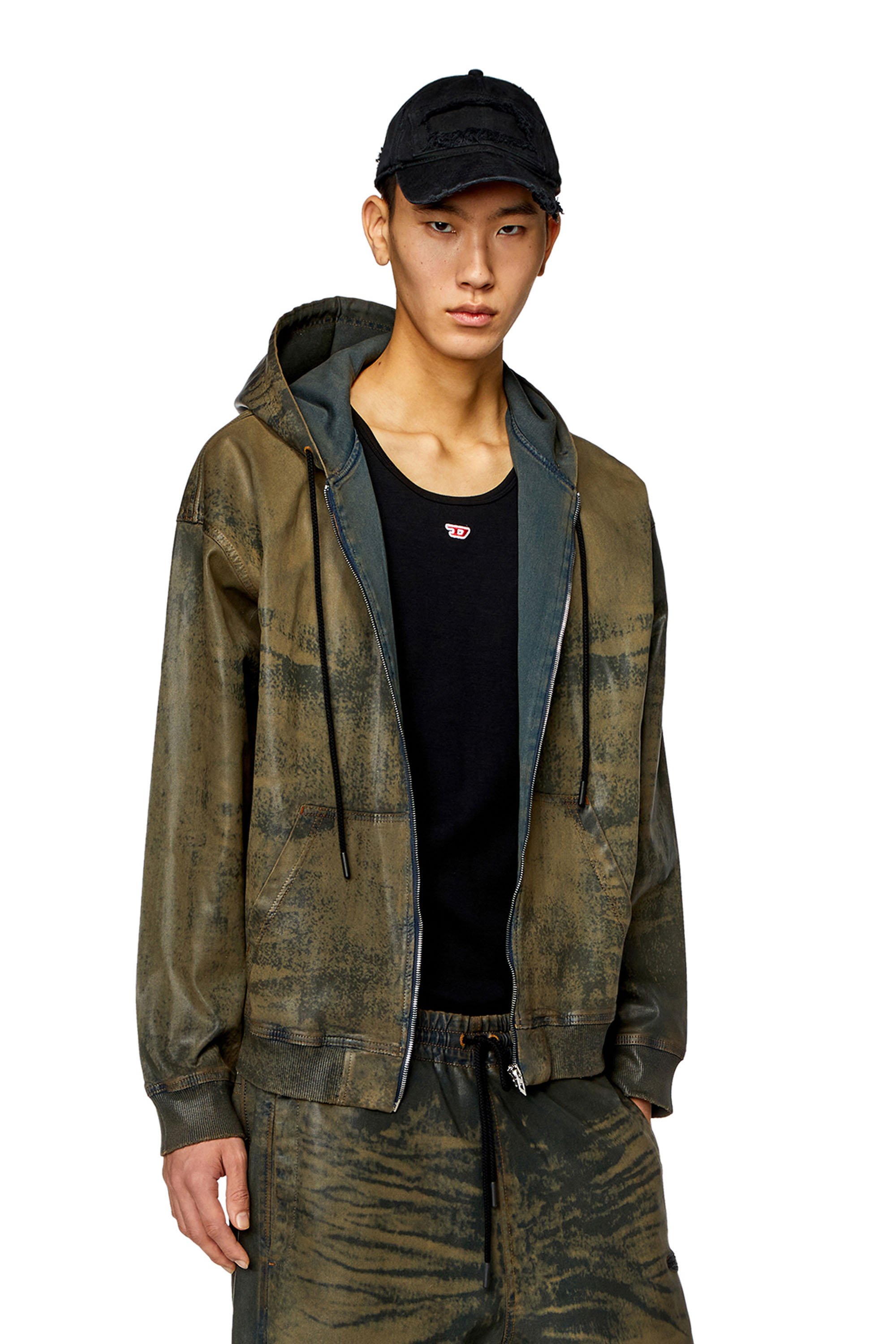 Diesel - CL-D-GIR-S TRACK, Unisex's Zip hoodie in laser-print Track Denim in Brown - 1