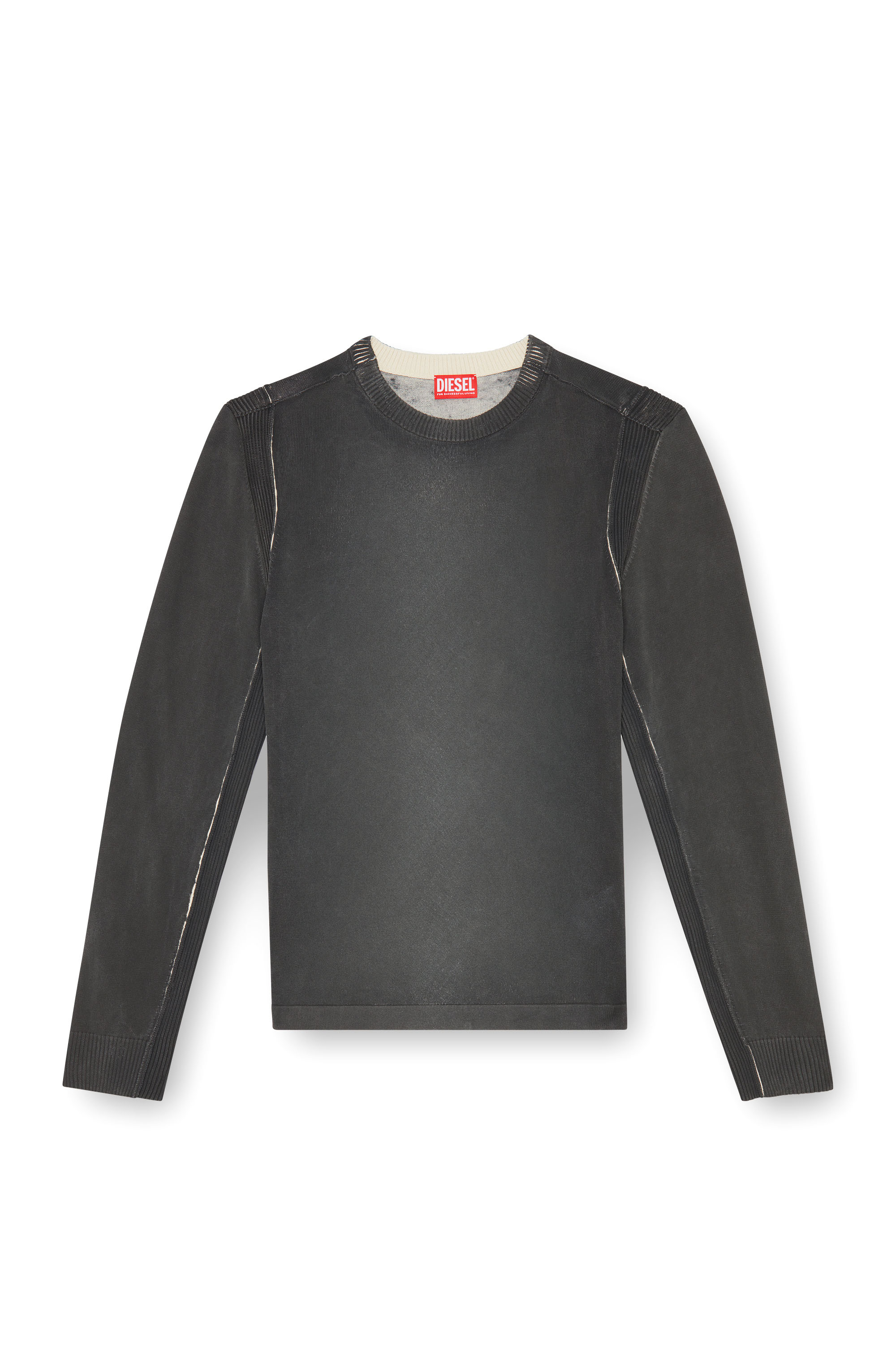 Diesel - K-DENIM-ROUND, Man's Jumper in treated cotton in Black - 5