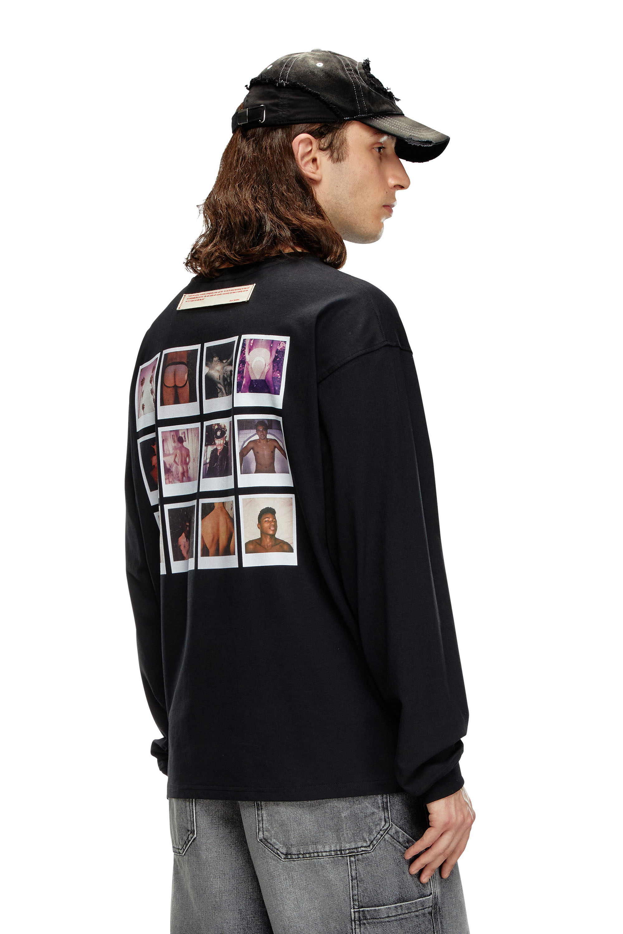 Diesel - PR-T-BOXT-LS-SS, Unisex's Long-sleeve T-shirt with polaroid patches in Black - 1