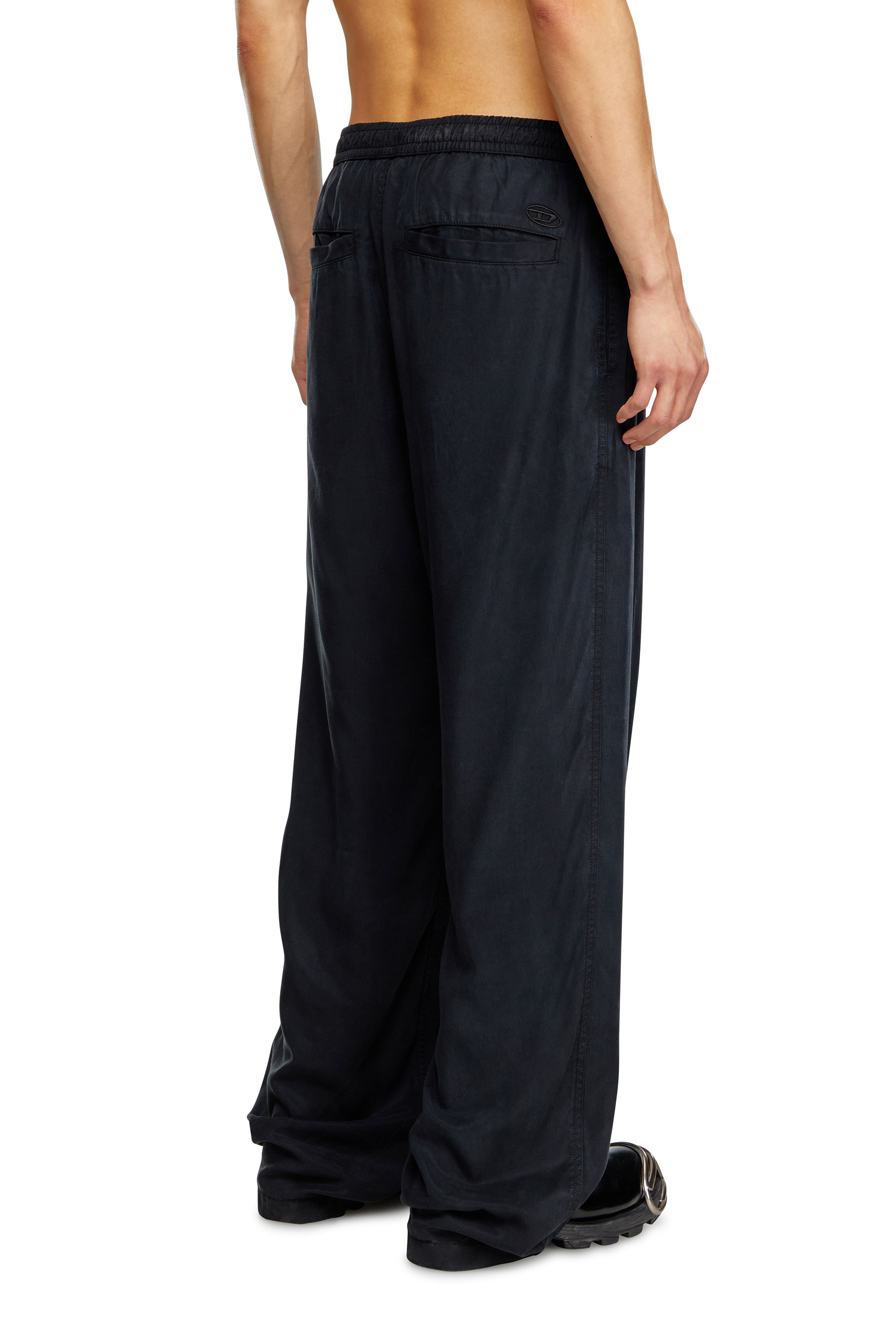 Diesel - P-DREYER-C, Man's Drawstring pants in faded twill in Black - 3