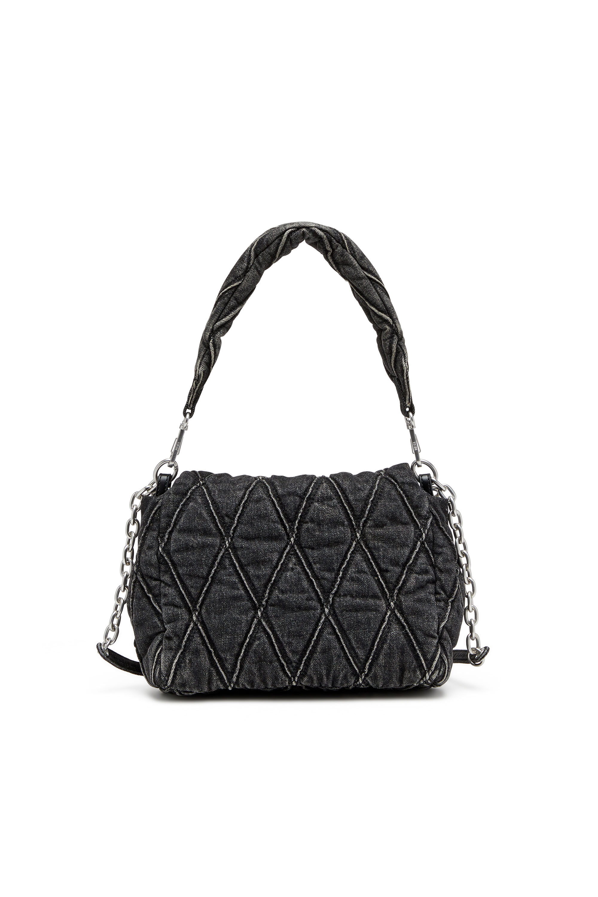 Diesel - CHARM-D SHOULDER M, Woman's Charm-D M-Shoulder bag in quilted denim in Black - 2