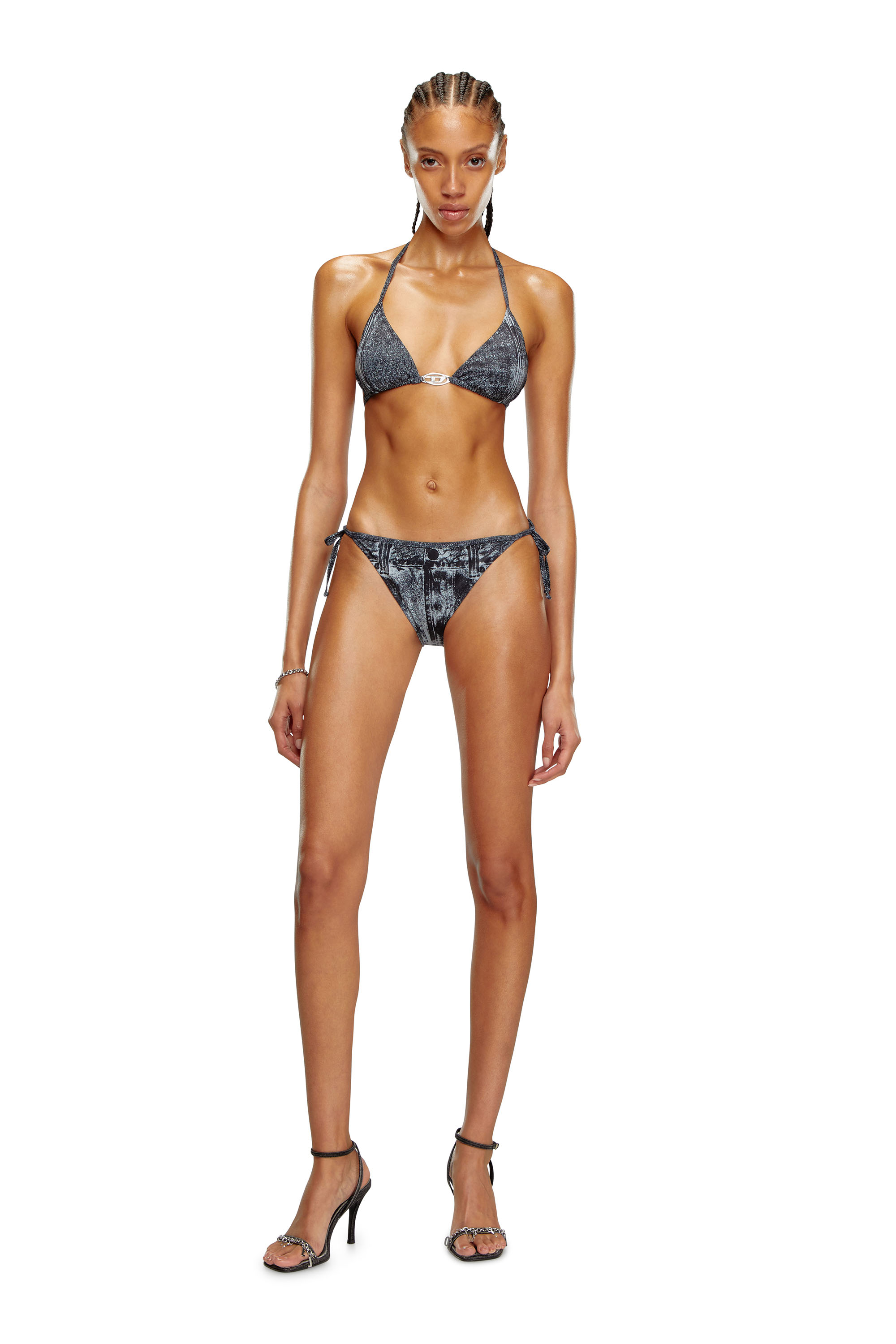 Diesel - BFB-SEES-T, Sujetador de bikini con estampado de denim Mujer in Negro - 3