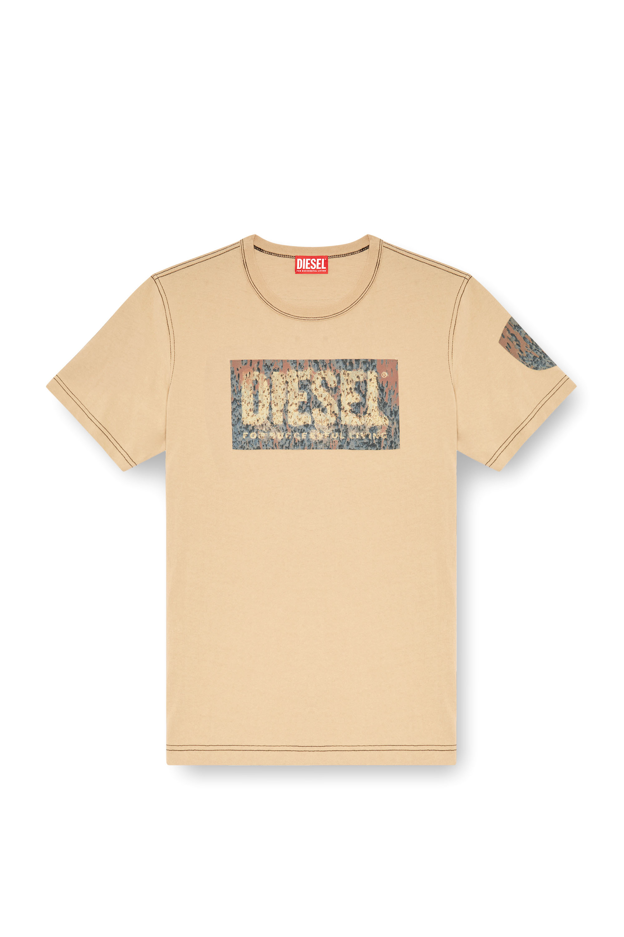 Diesel - T-ADJUST-Q1, Man's T-shirt with graphic patches in Light Brown - 4