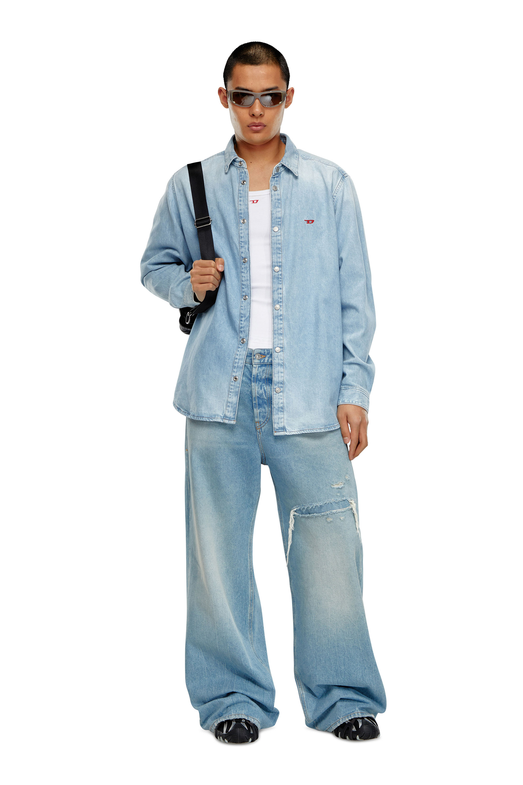 Diesel - D-SIMPLY, Man's Shirt in denim in Light Blue - 2