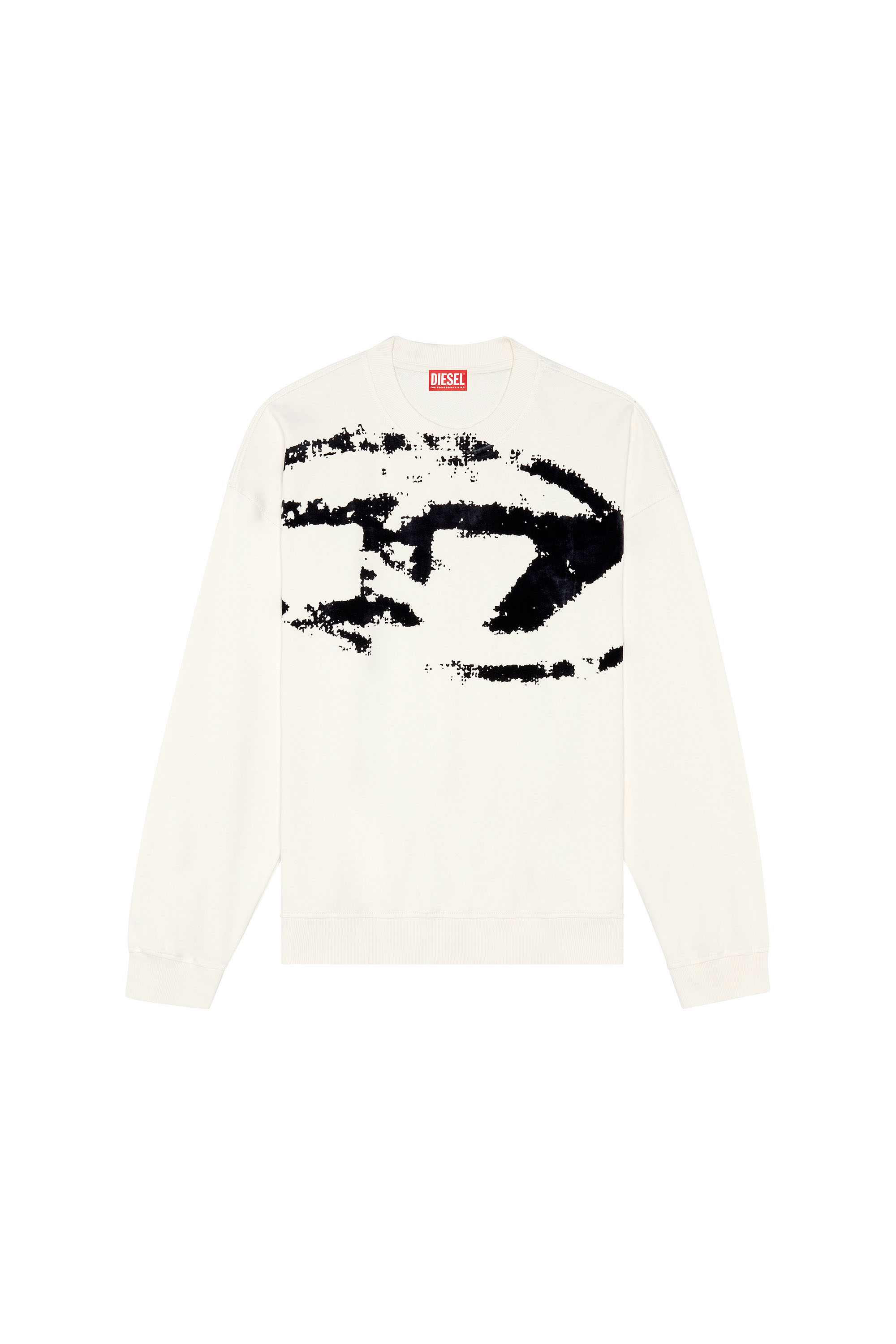 Diesel - S-BOXT-N5, Man's Sweatshirt with distressed flocked logo in White - 4