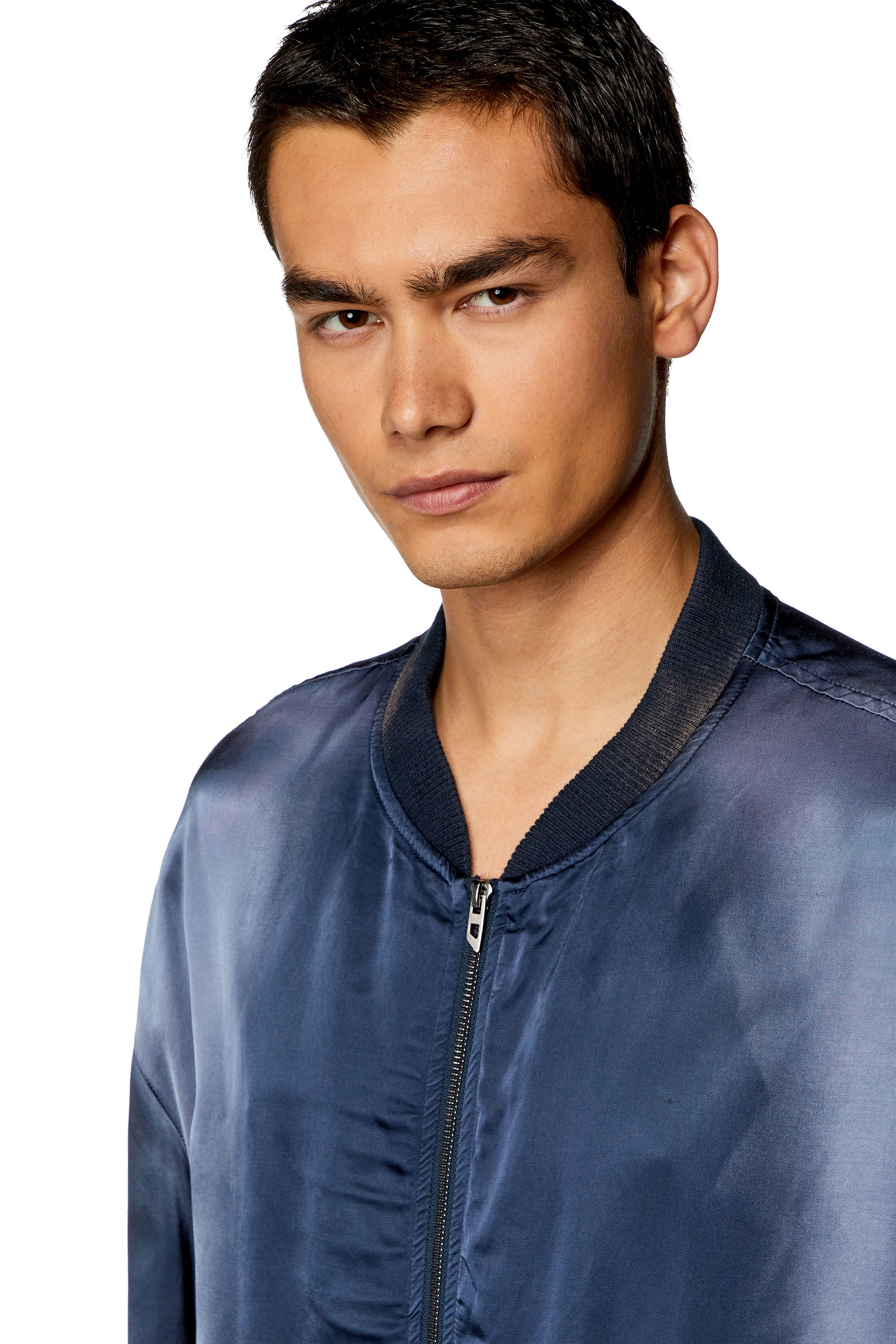 Diesel - J-MARTEX, Man's Satin bomber jacket with faded effect in Blue - 4