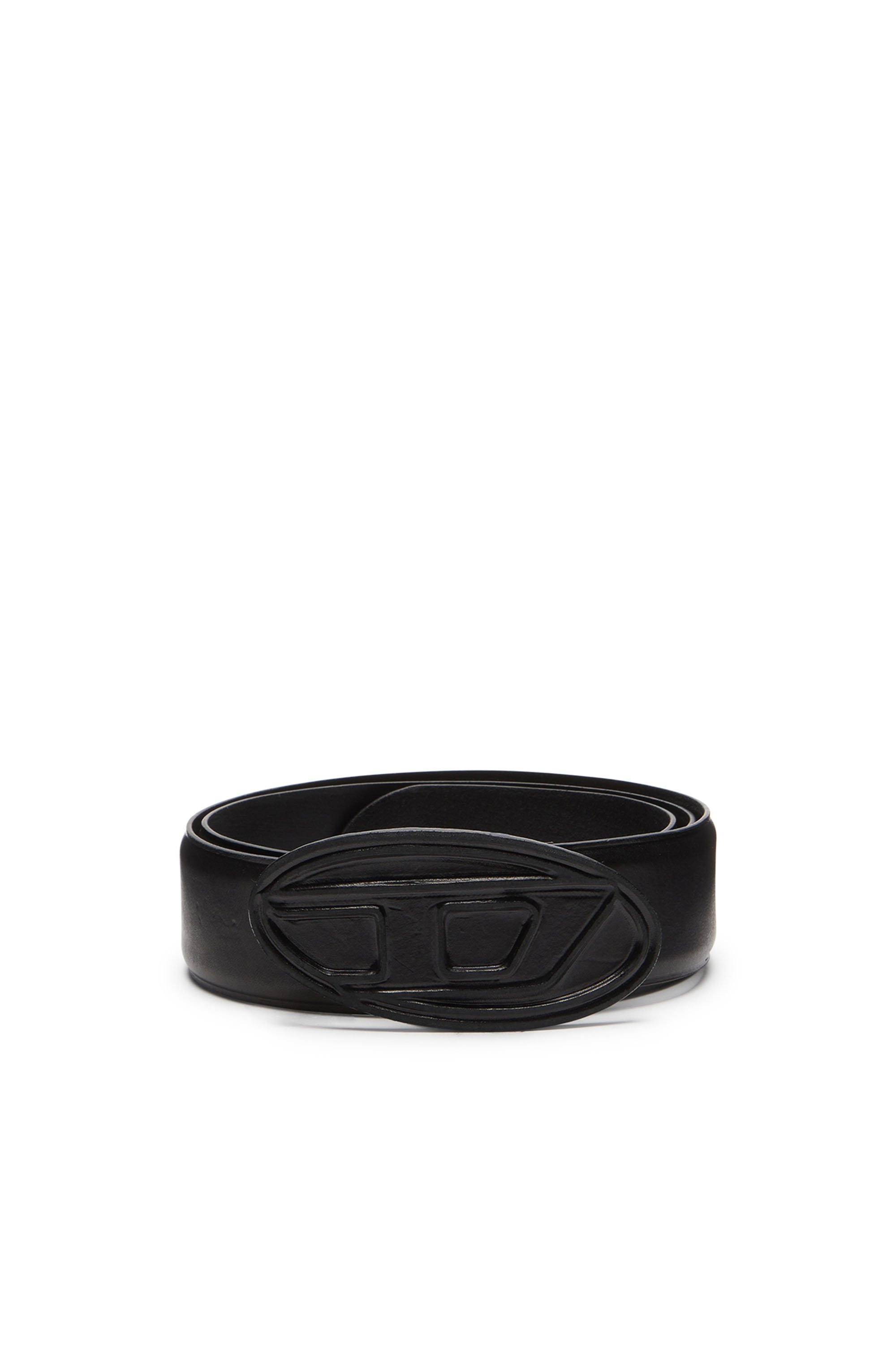 Diesel - B-1DR SCRATCH, Man's Leather belt with leather-covered buckle in Black - 2