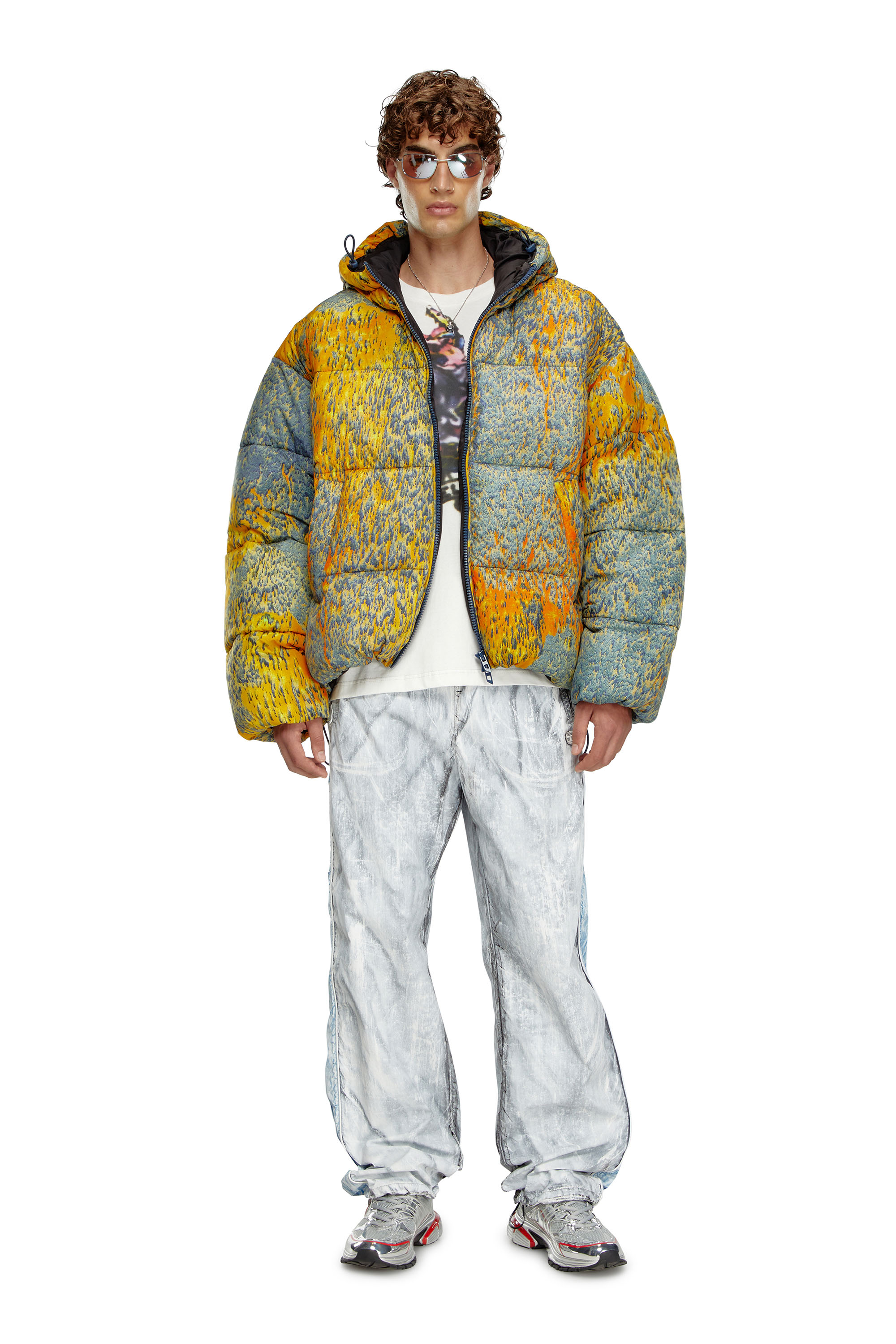 Diesel - W-BOGAERT, Chaqueta puffer con efecto de lluvia ácida Hombre in Multicolor - 3