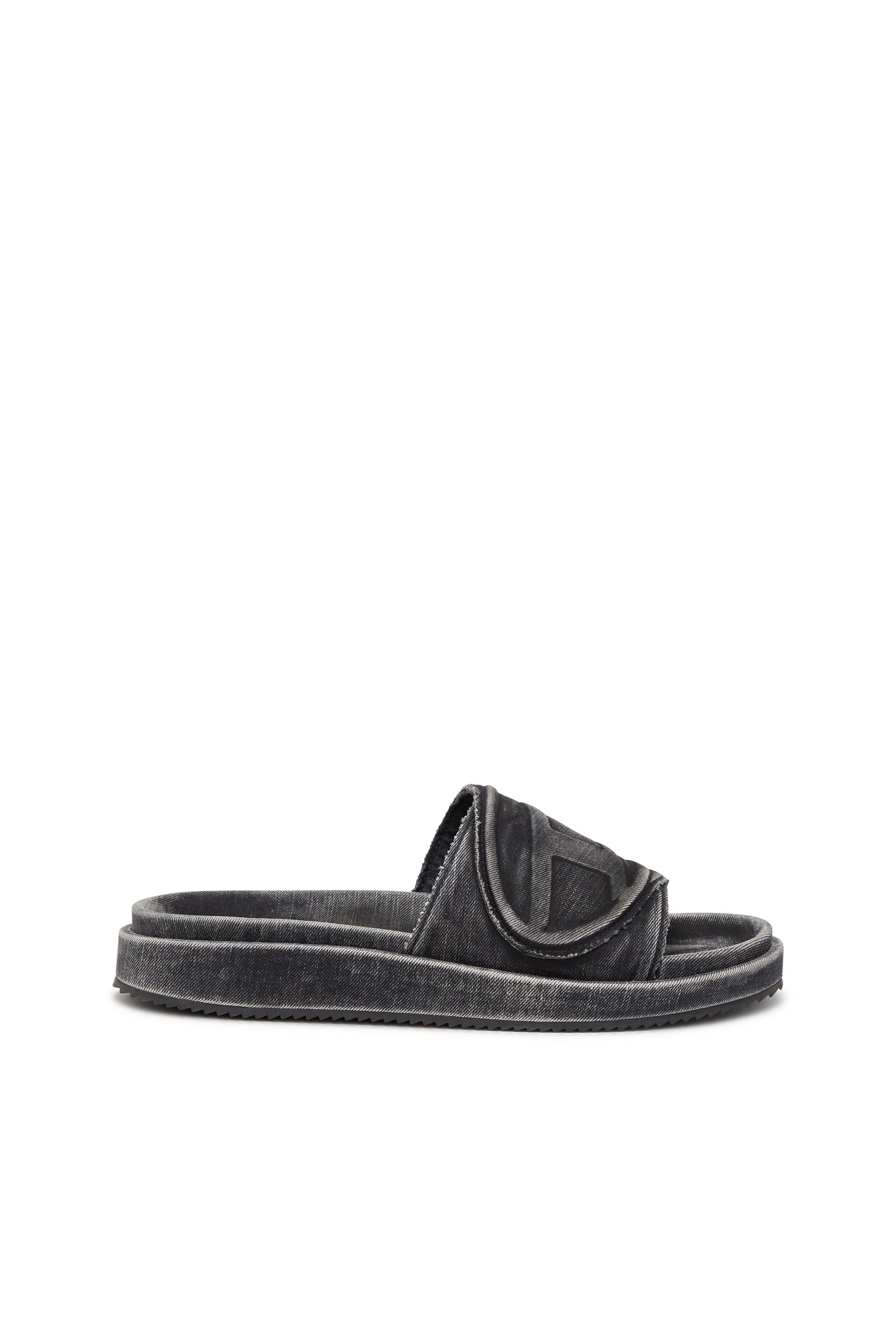 Diesel - SA-SLIDE D OVAL, Sa-Slide D-Chanclas de denim con correa en relieve Unisex in Negro - 1