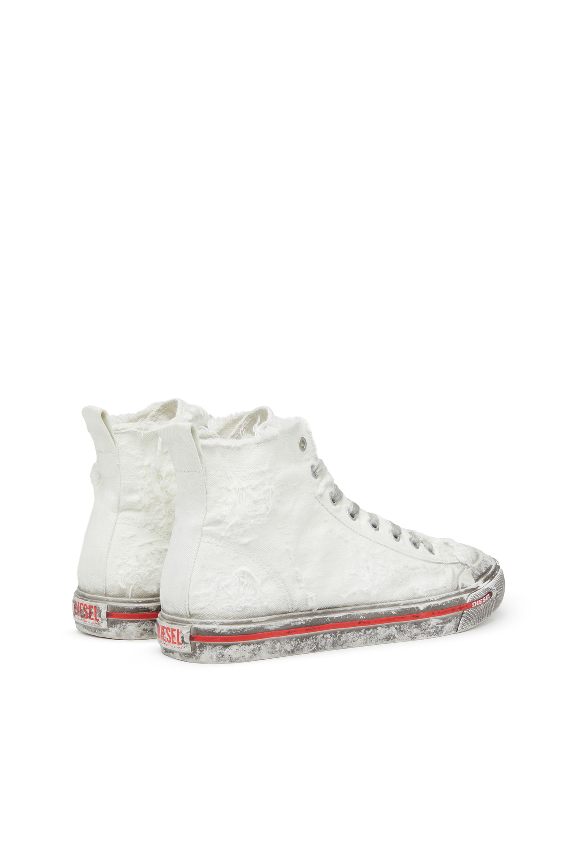 Diesel - S-ATHOS MID, Man's S-Athos Mid - High-top sneakers in frayed denim in White - 4