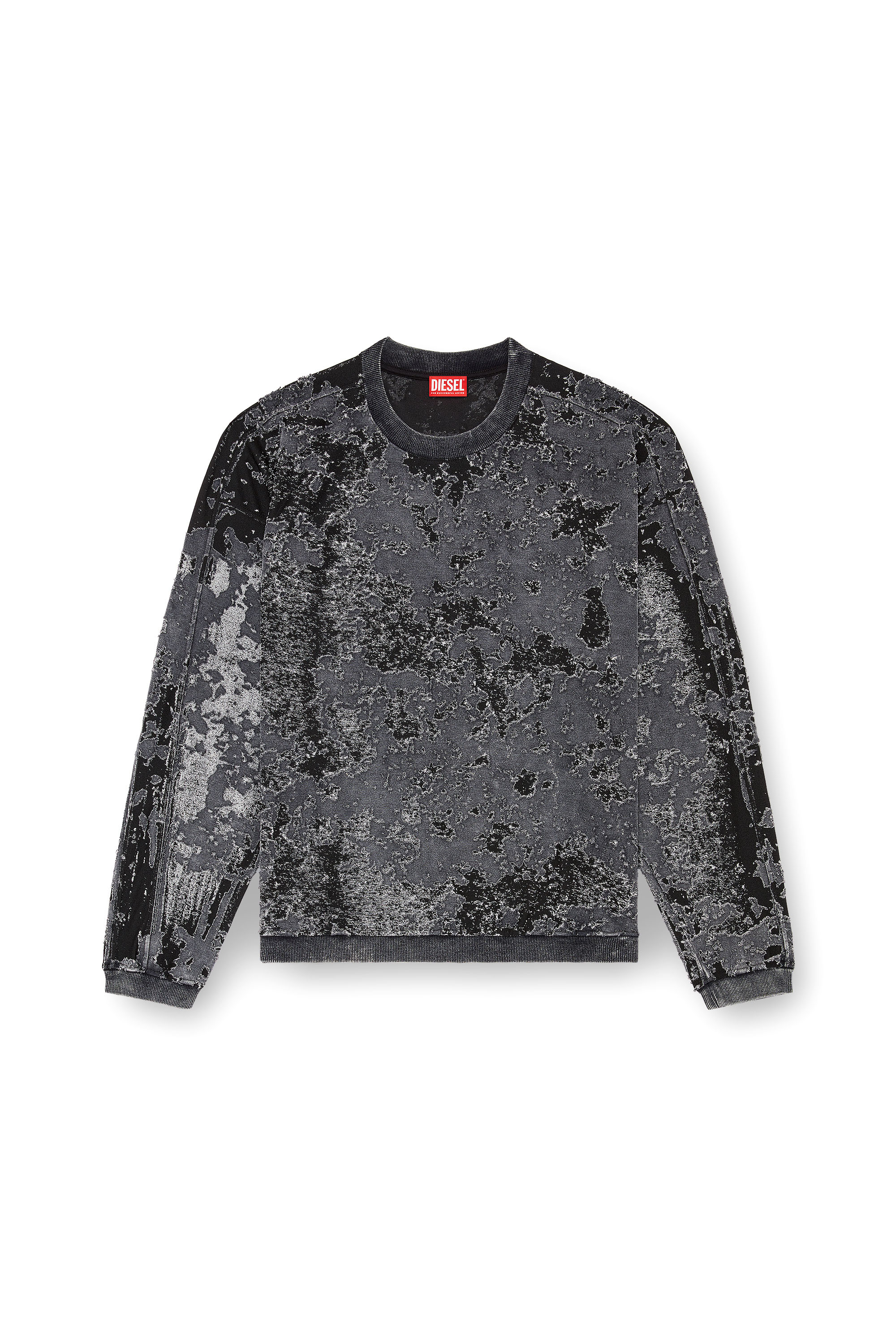 Diesel - S-ARISY, Man's Burnout sweatshirt with camo effect in Black - 5