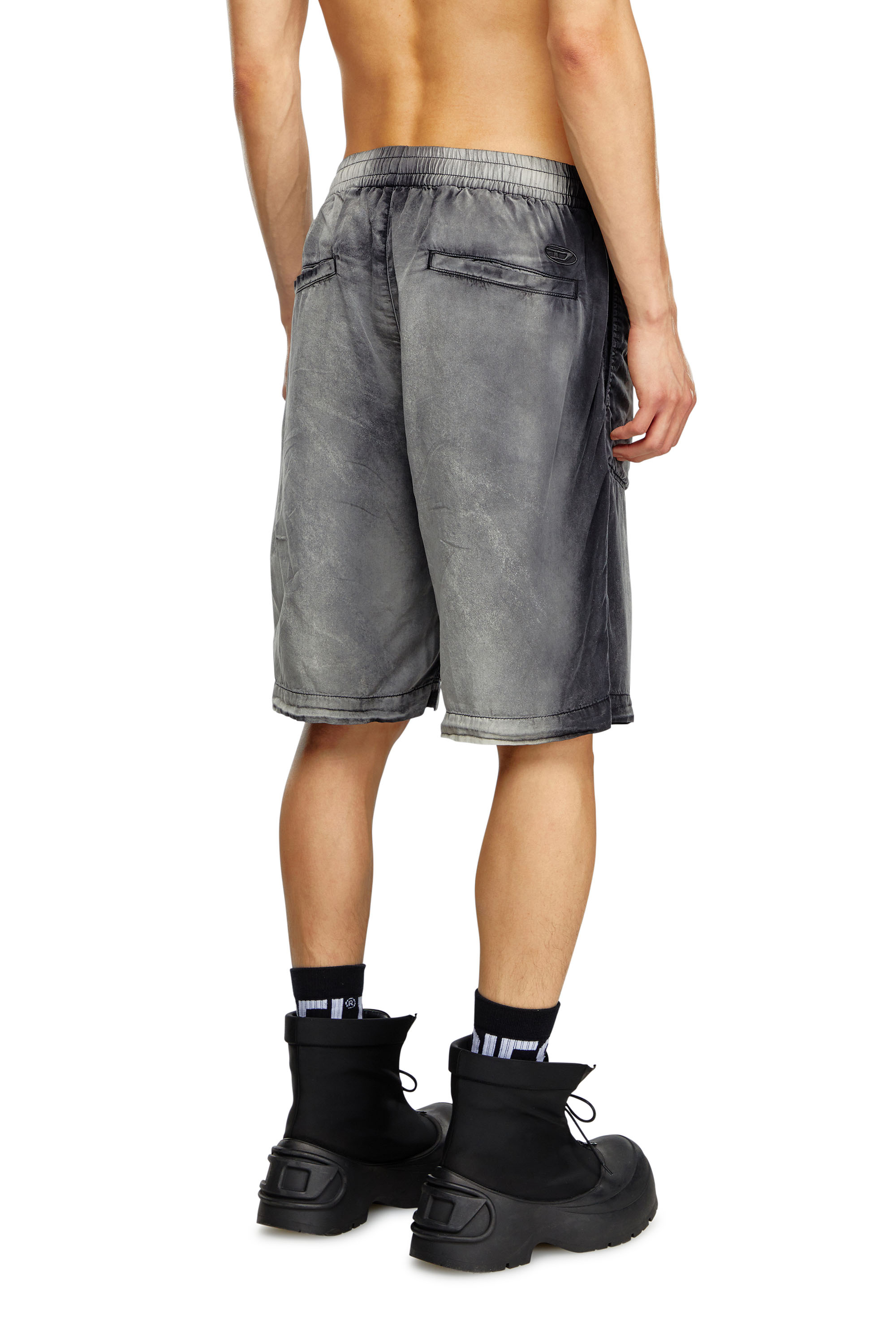 Diesel - P-EEKLO-SHORT, Man's Faded shorts with archival print in Black/Grey - 2