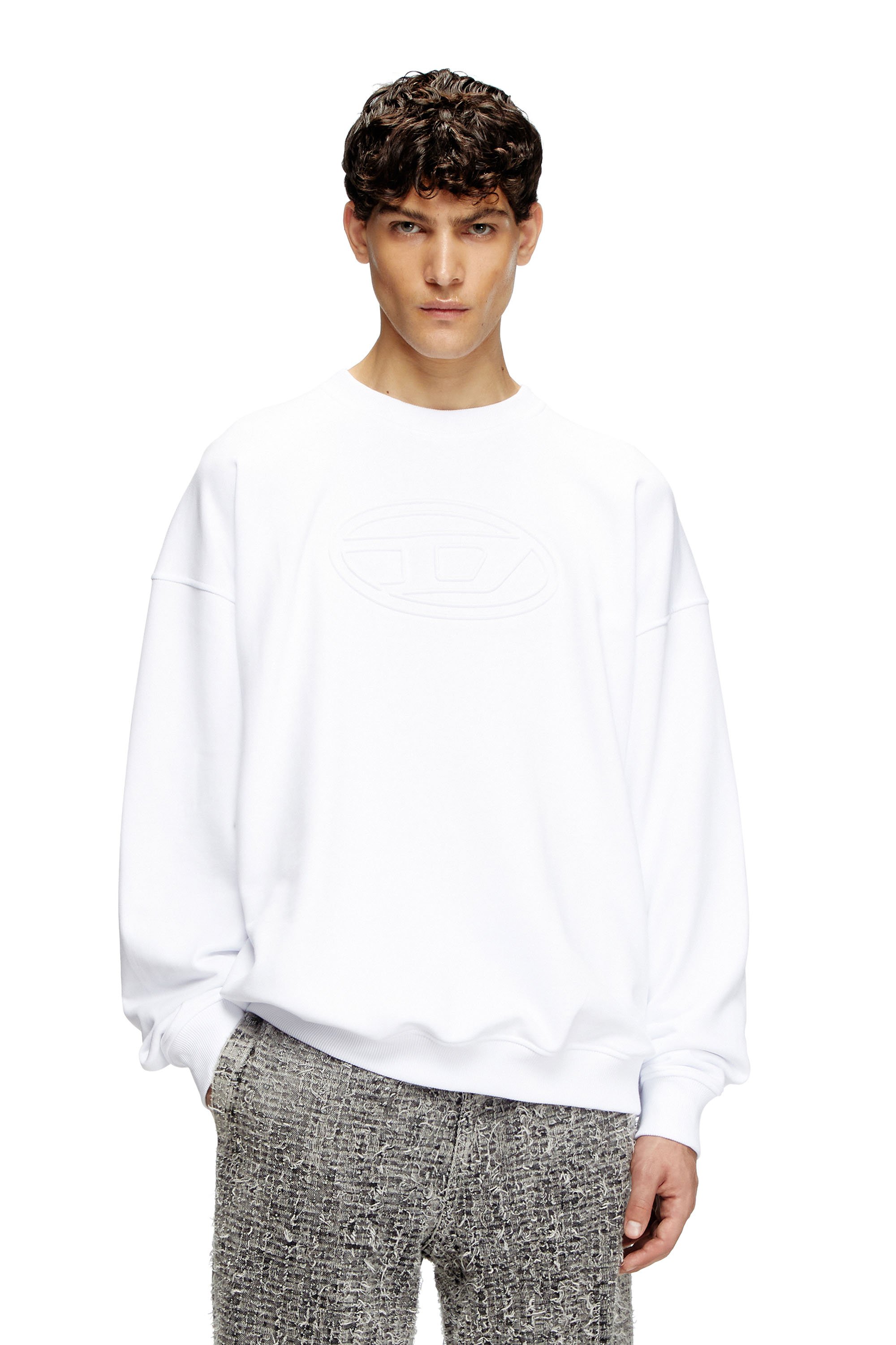 Diesel - S-MART-BIGOVAL, Sudadera con Oval D en relieve Hombre in Blanco - 1